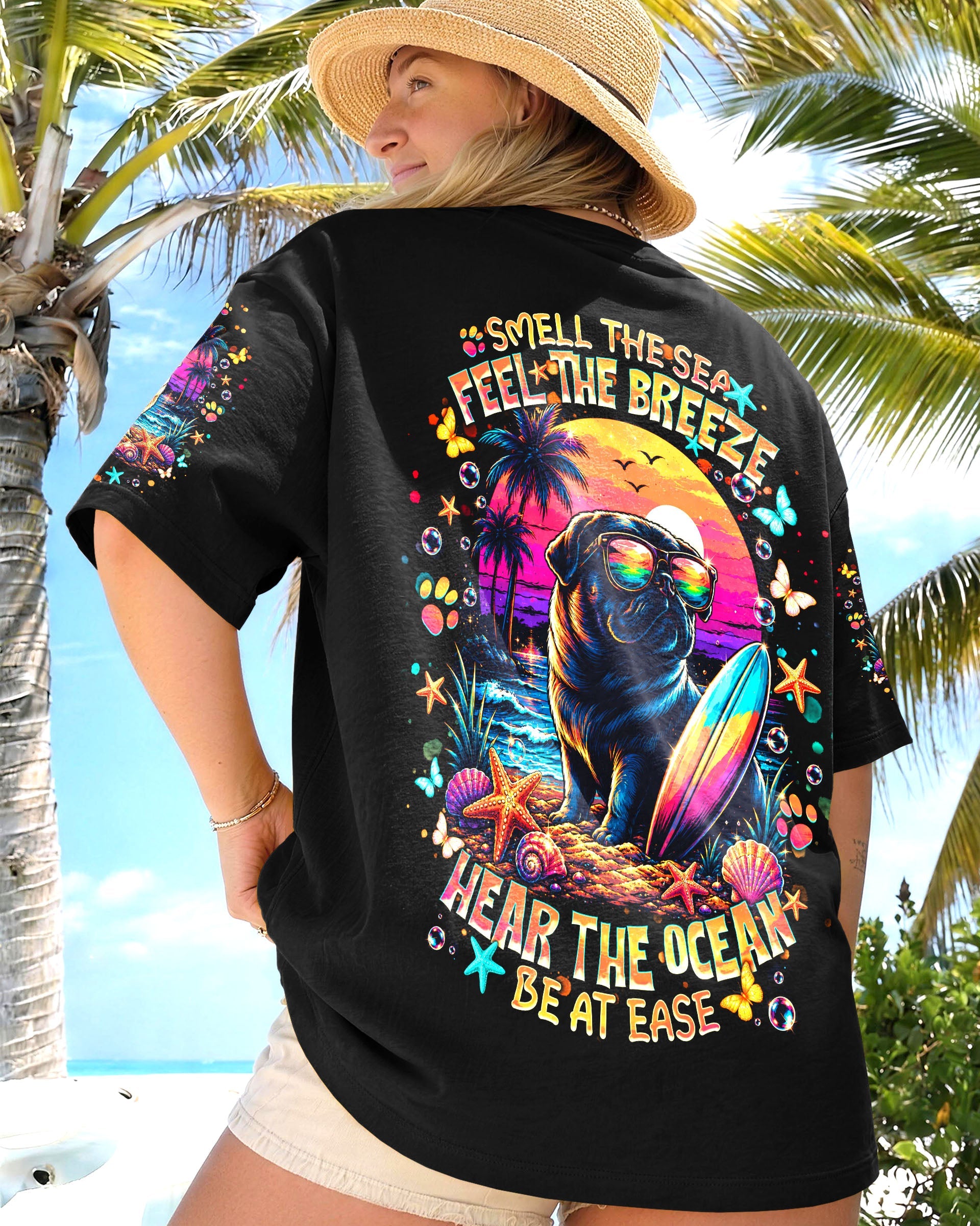 SMELL THE SEA FEEL THE BREEZE PUG DOG ALL OVER PRINT - TLNT1706263