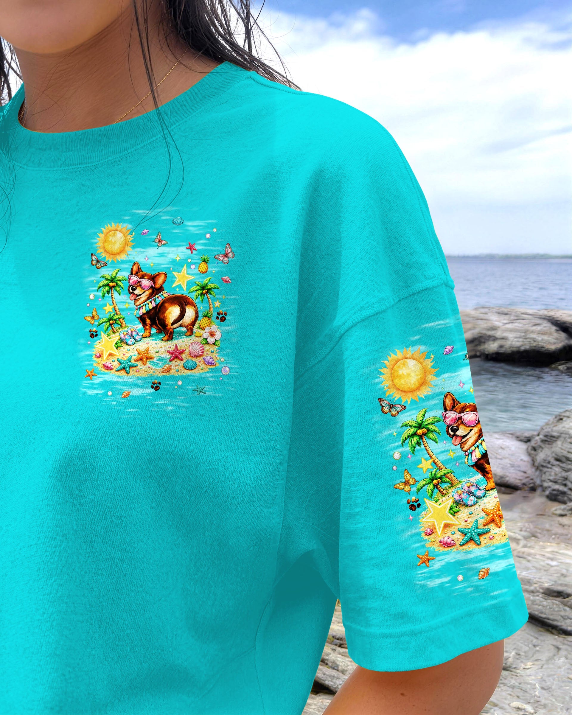 SUN'S OUT BUNS OUT CORGI  DOG ALL OVER PRINT   - TLNT0906252