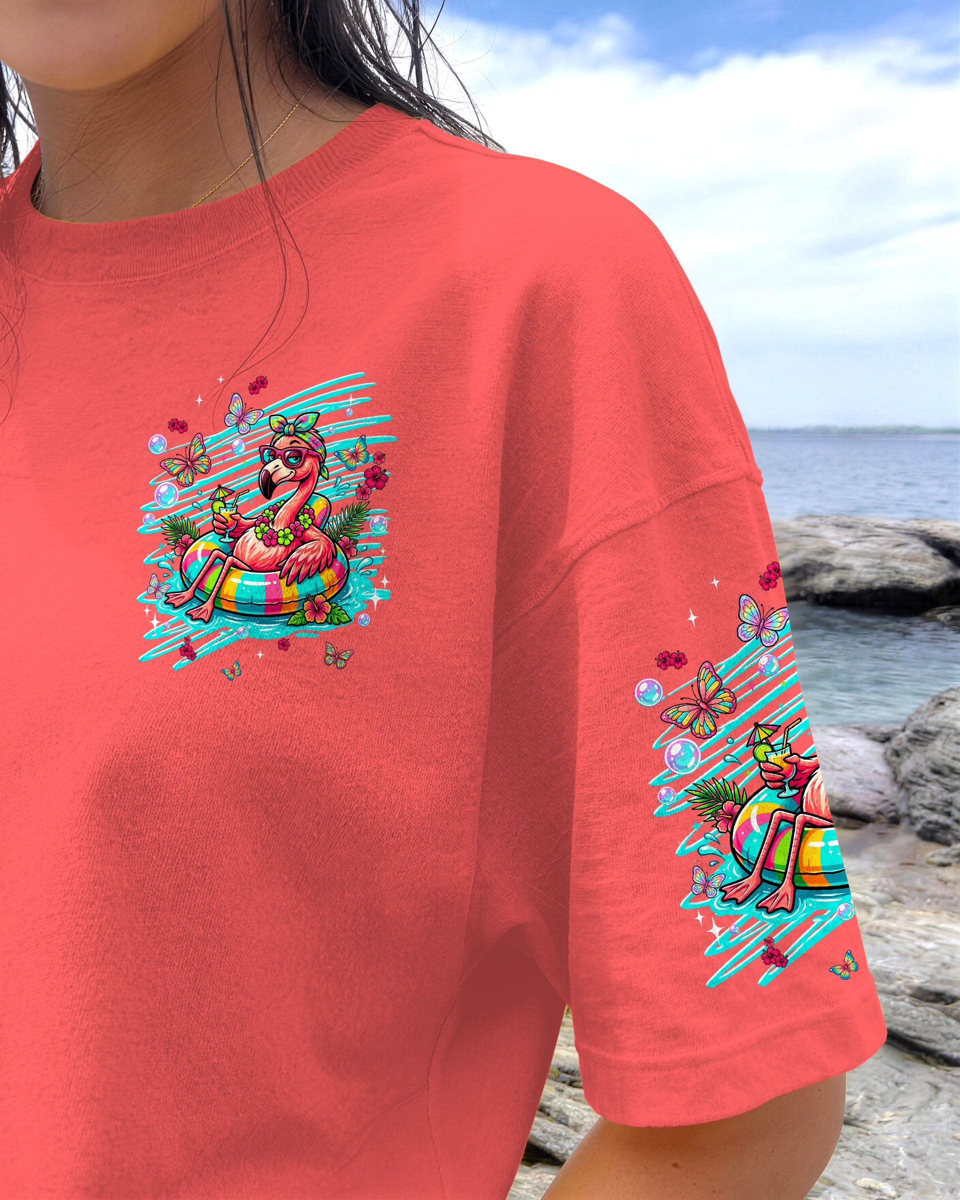 GO WITH THE FLOW FLAMINGO ALL OVER PRINT  - TLNT1806263