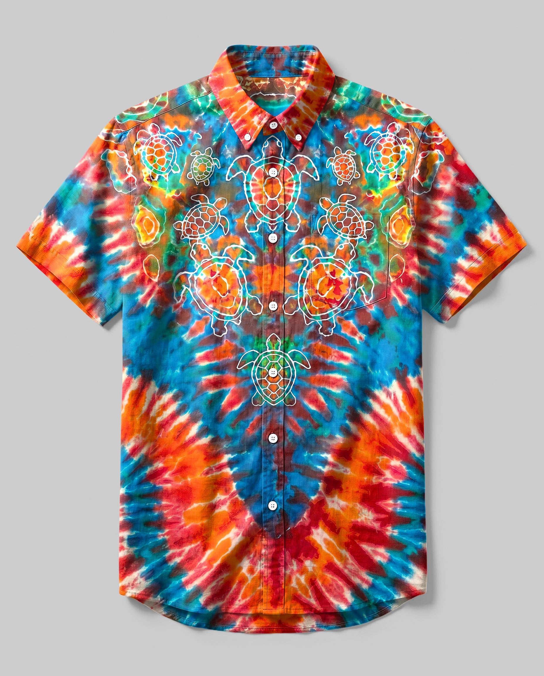 PSYCHEDELIC TURTLE SWIRL BUTTON-DOWN COLLAR SHIRT - RI0306261
