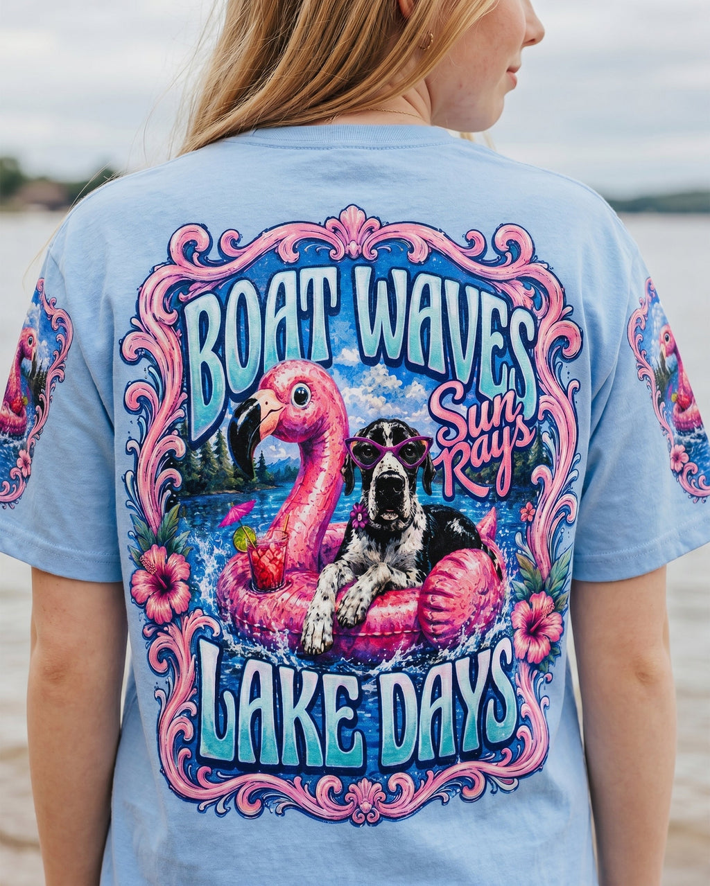 FLAMINGO FLOAT LAKE GREAT DANE DOG SUMMER ALL OVER PRINT – RI2205261