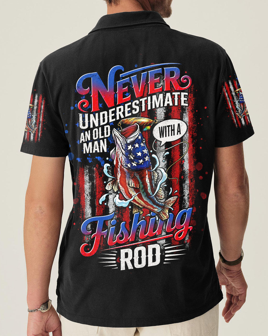 NEVER UNDERESTIMATE AN OLD MAN  FISHING ALL OVER PRINT - TLNT0406264
