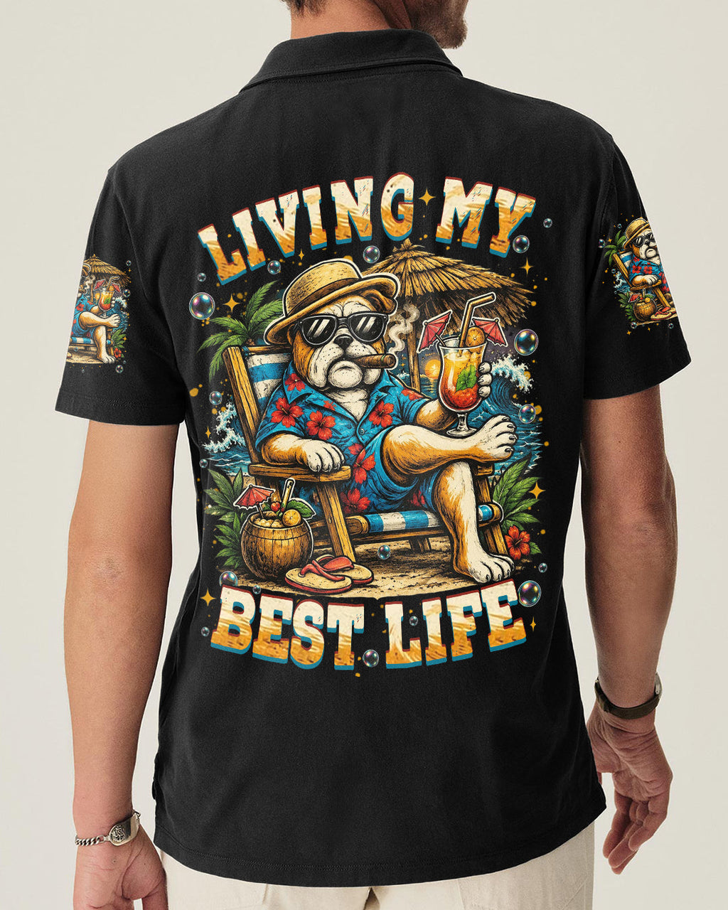 LIVING MY BEST LIFE PUG DOG ALL OVER PRINT  - TLHN0306263