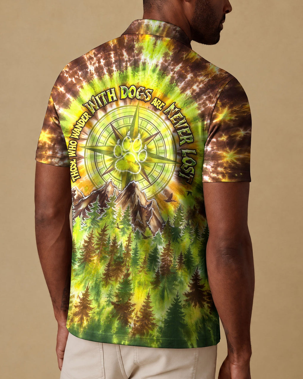 THOSE WHO WANDER WITH DOGS PAW PRINT COMPASS SWIRL ALL OVER PRINT  - TLHG0607261