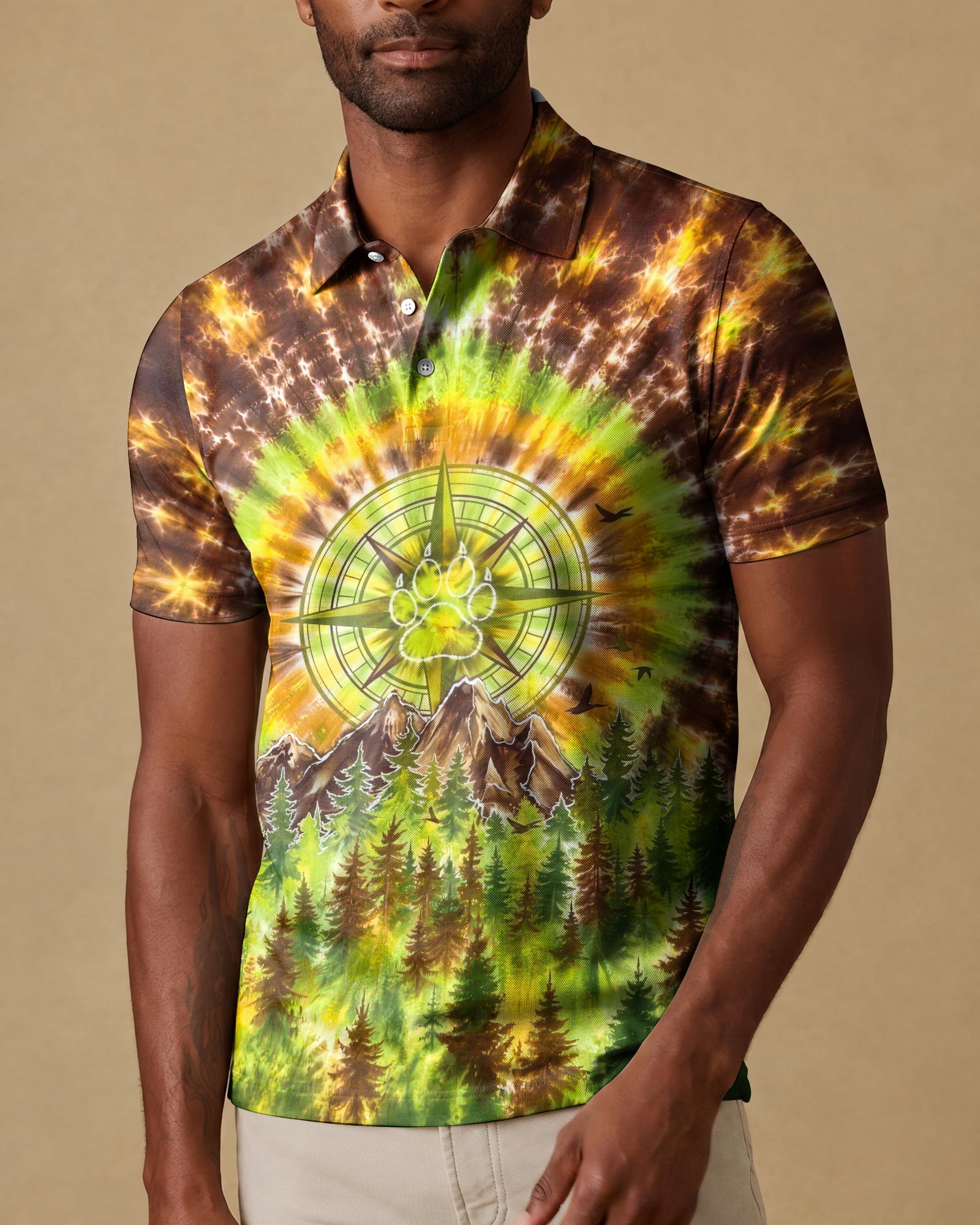 THOSE WHO WANDER WITH DOGS PAW PRINT COMPASS SWIRL ALL OVER PRINT  - TLHG0607261