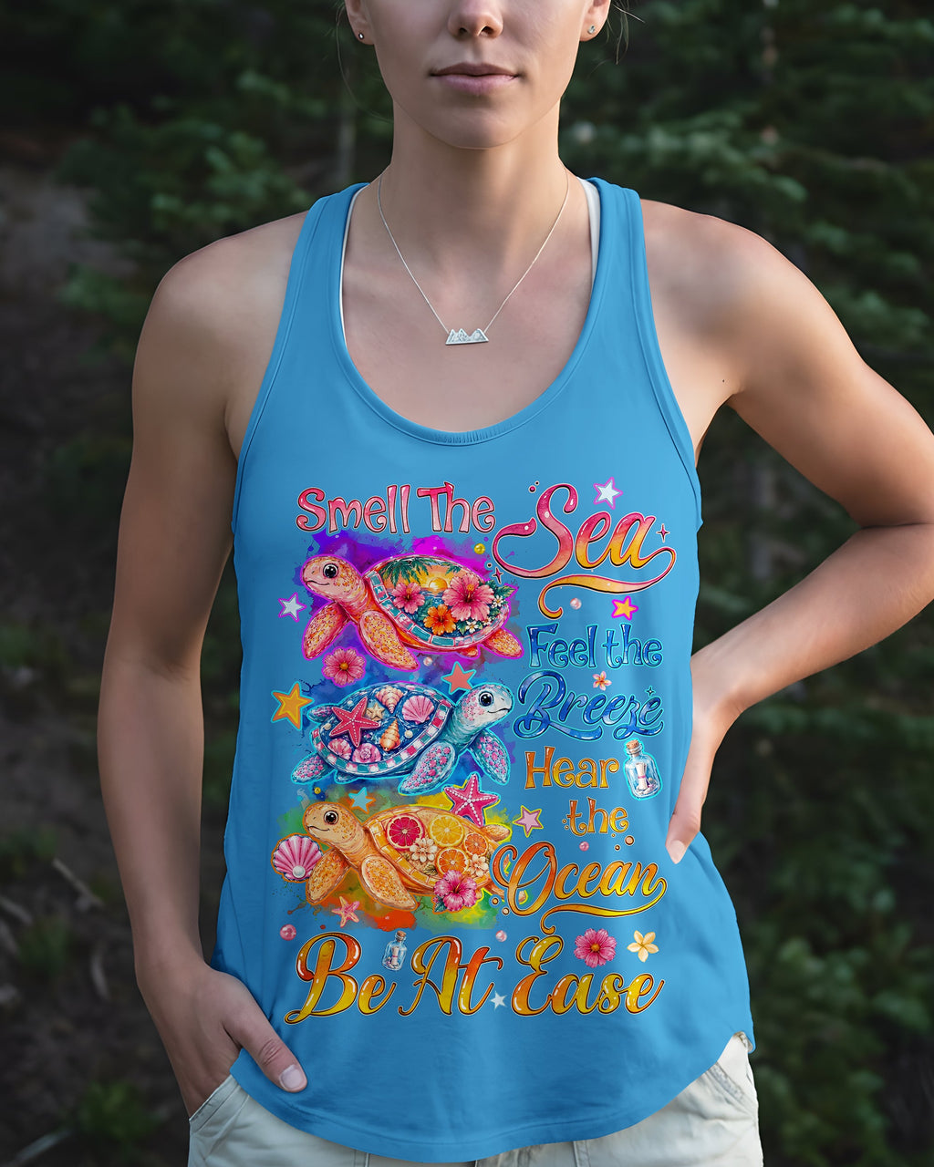 SMELL THE SEA FEEL THE BREEZE TURTLE ALL OVER PRINT - TYQY1505262