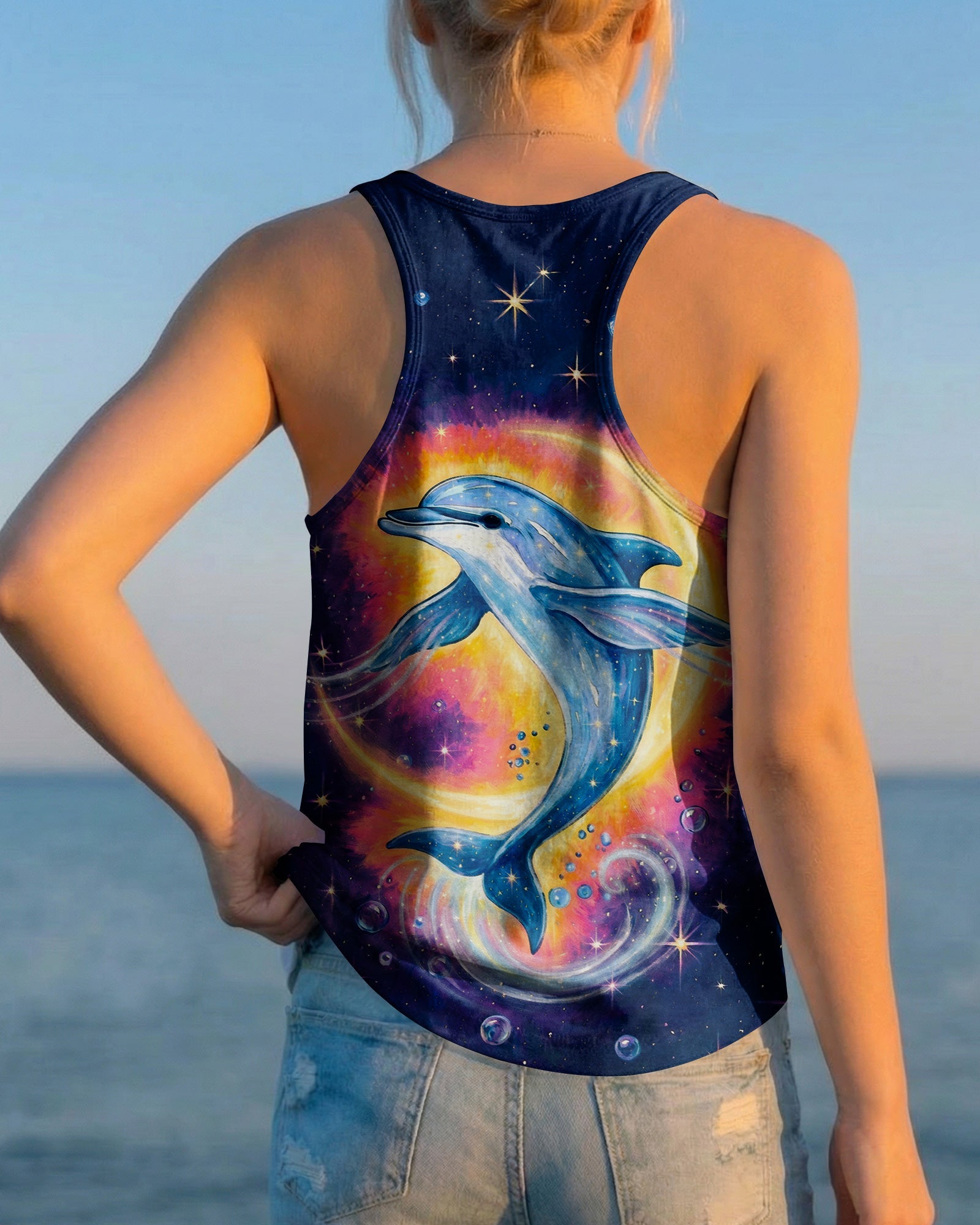 COSMIC MOON DOLPHIN GALAXY ALL OVER PRINT - RI1105263