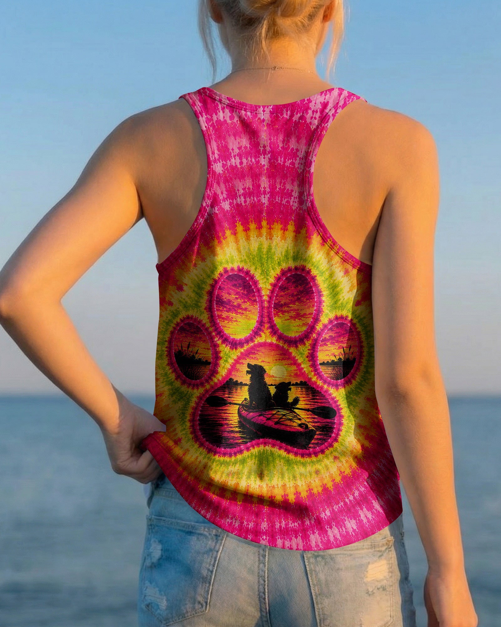 PAW PRINT KAYAK DOG SUNSET ALL OVER PRINT - TLNT0207265