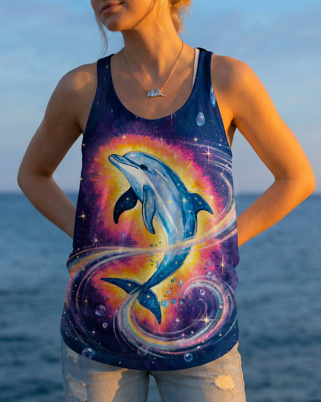 COSMIC MOON DOLPHIN GALAXY ALL OVER PRINT - RI1105263