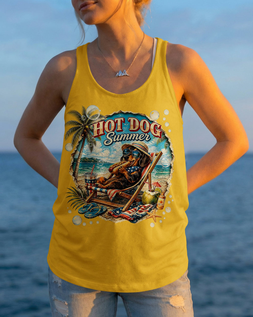 HOT DOG SUMMER DACHSHUND DOG ALL OVER PRINT  - TLHG0605261