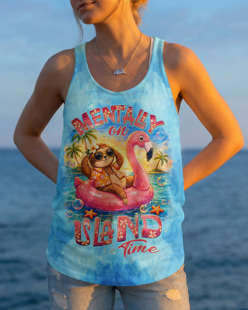 MENTALLY ON ISLAND TIME SLOTH ALL OVER PRINT - TLTW0704262