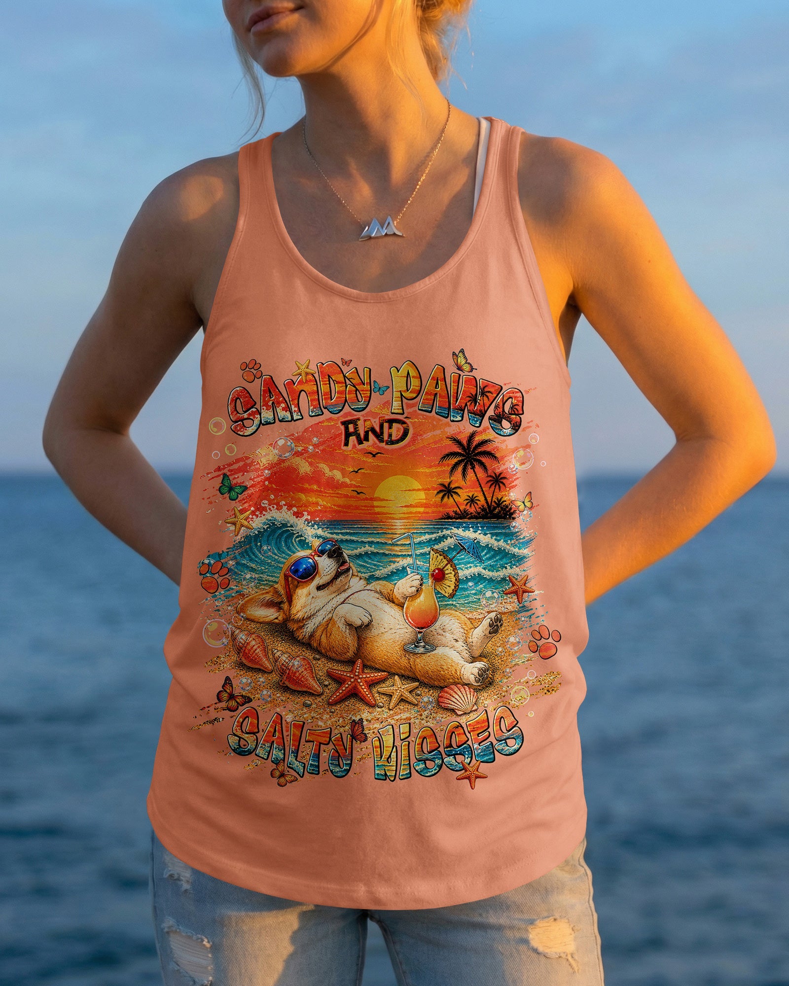 SANDY PAWS AND SALTY KISSES CORGI DOG ALL OVER PRINT  - TLNT1805263
