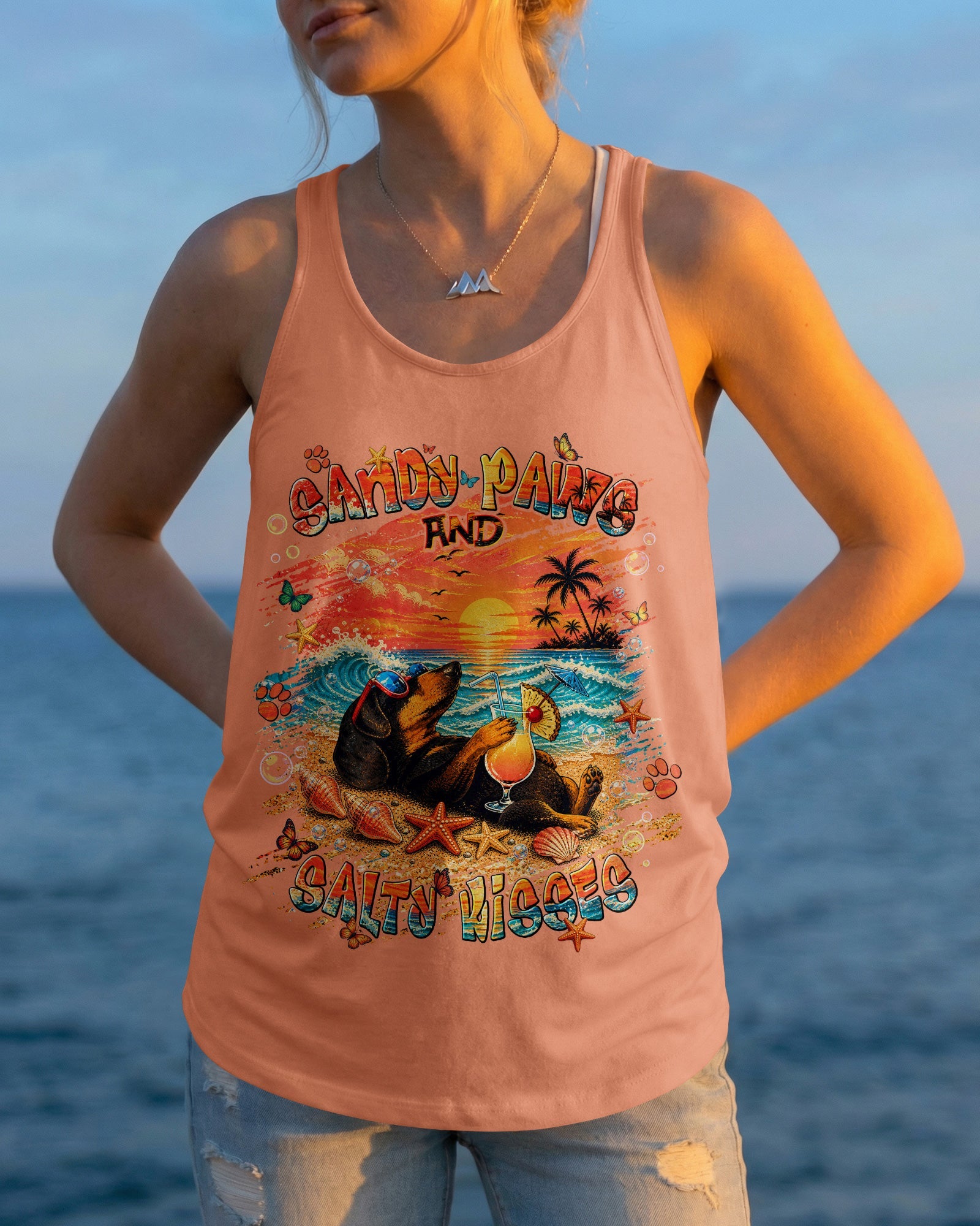 SANDY PAWS AND SALTY KISSES DACHSHUND DOG  ALL OVER PRINT  - TLNT0605263