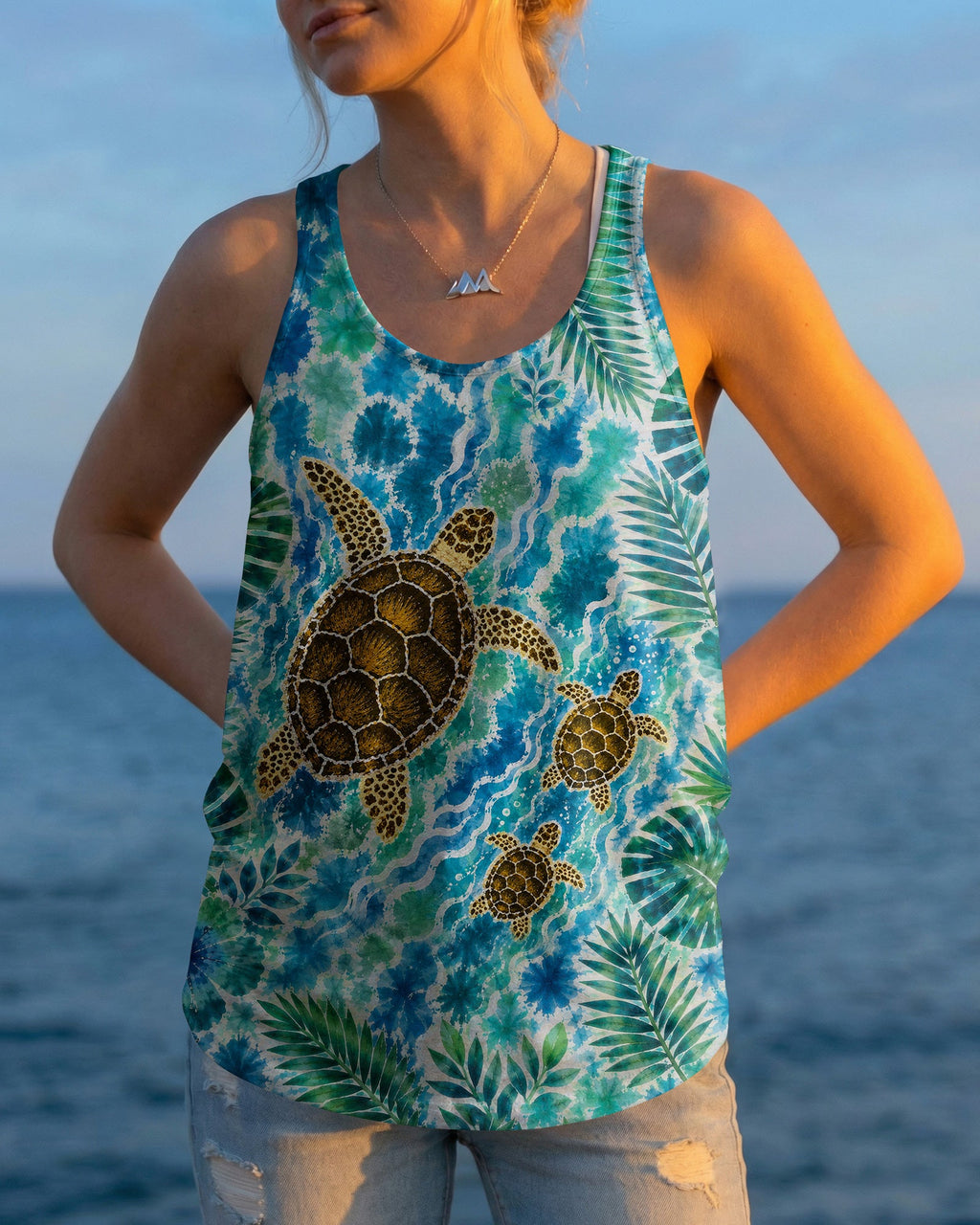 TROPICAL TURTLES VIBRANT OCEAN ALL OVER PRINT  - TLTW2406261
