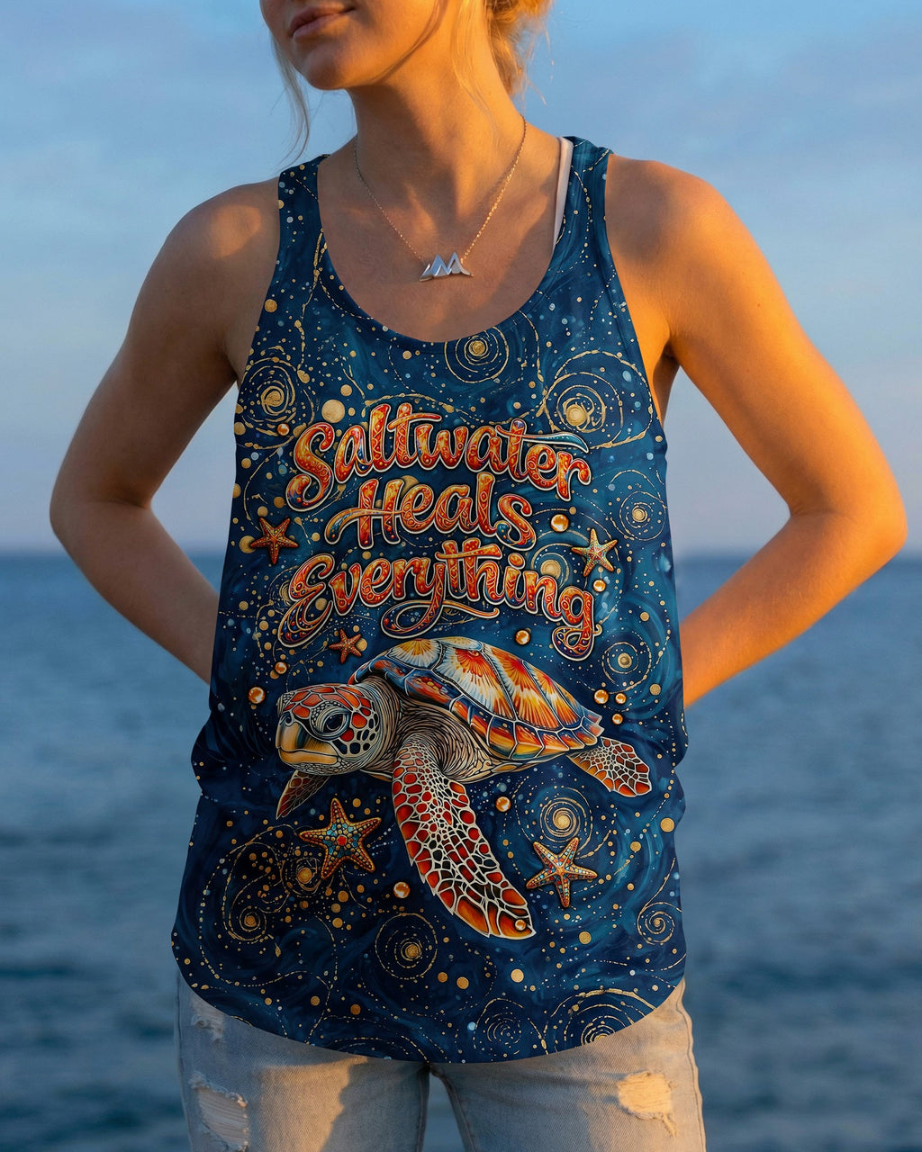 SALTWATER HEALS EVERYTHING TURTLE ALL OVER PRINT  - TLNT1304262