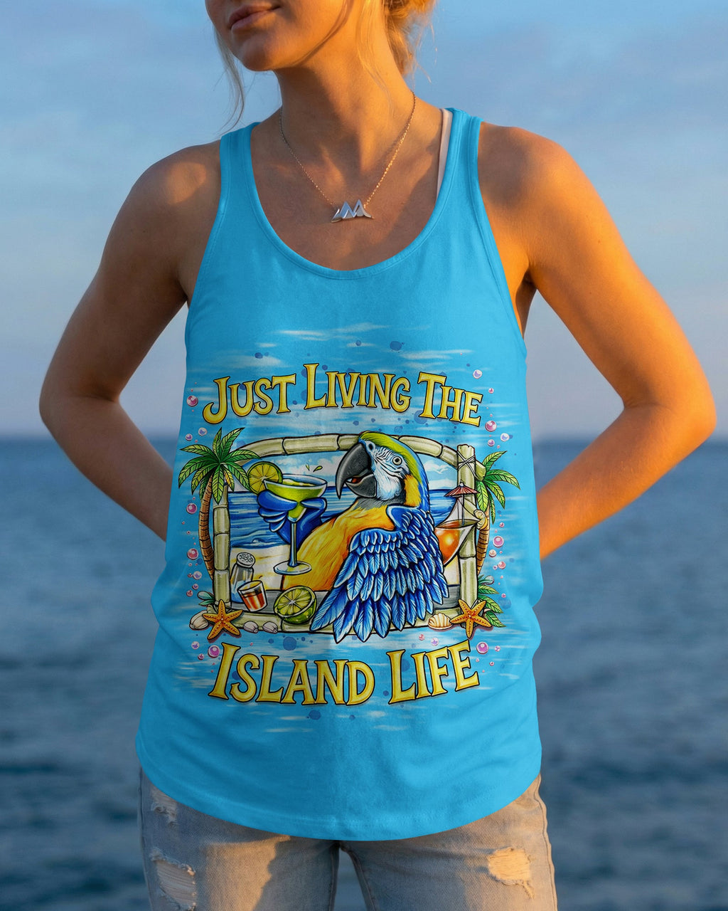 JUST LIVING THE ISLAND LIFE PARROT ALL OVER PRINT  - TLNT1205262