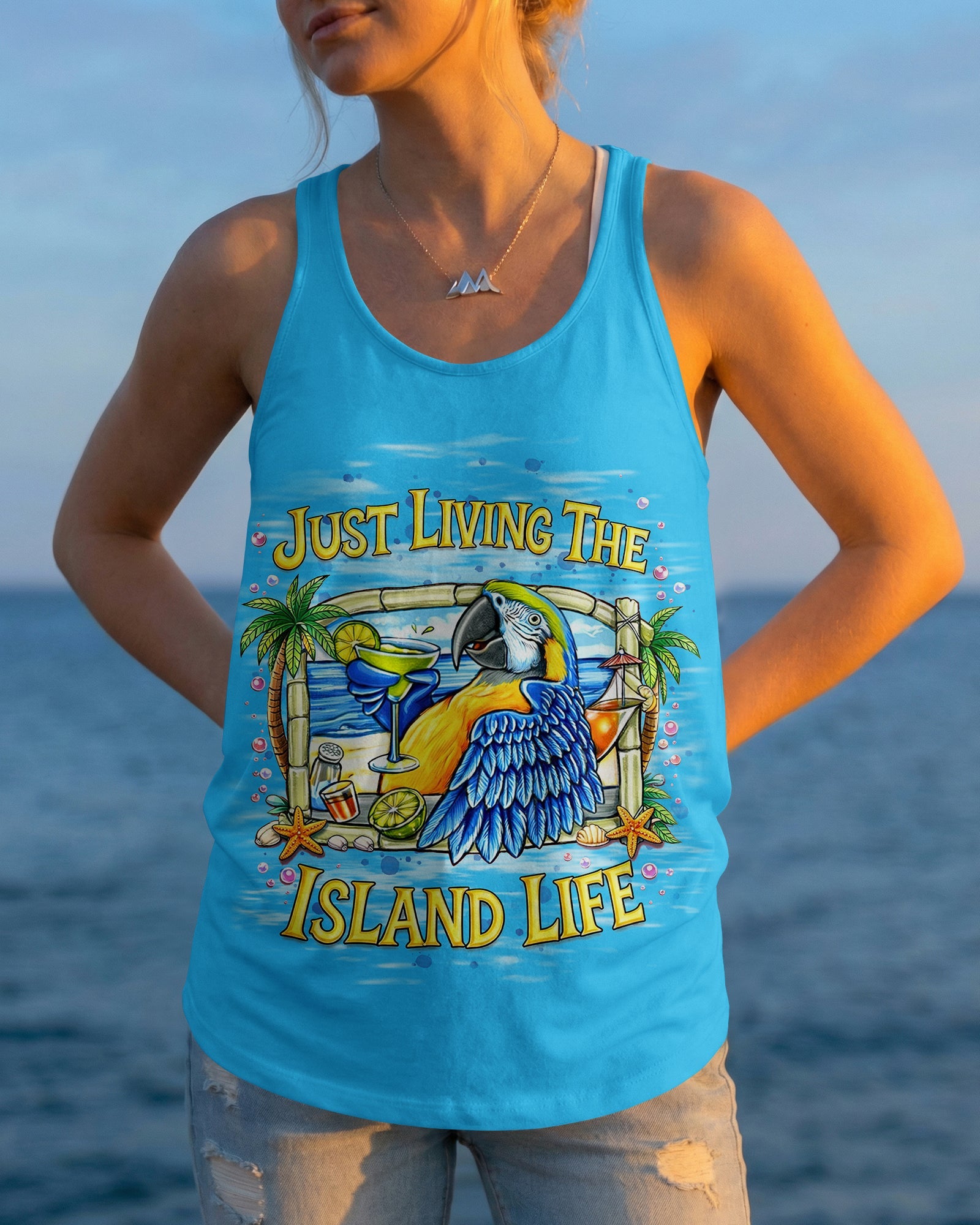 JUST LIVING THE ISLAND LIFE PARROT ALL OVER PRINT  - TLNT1205262