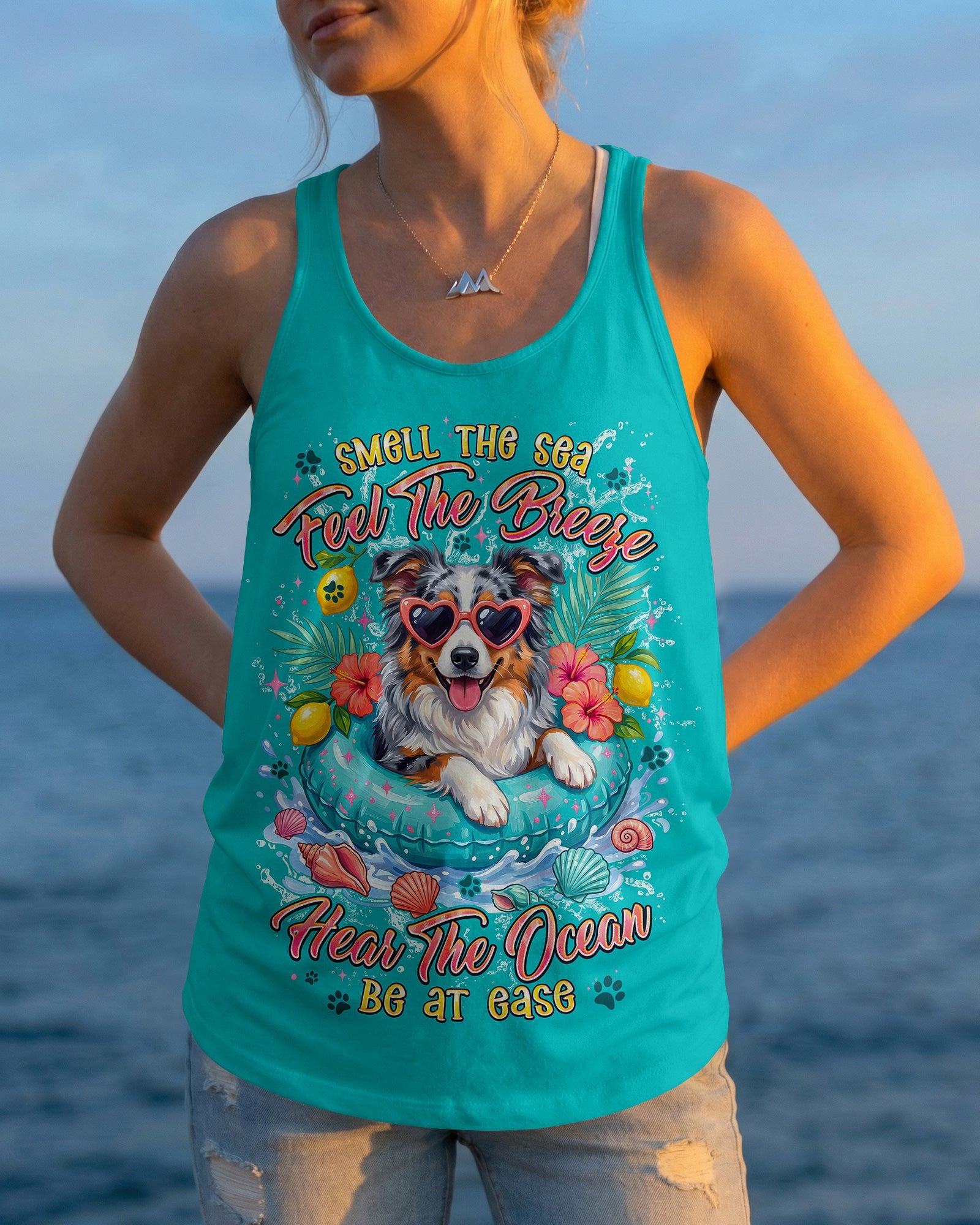 SMELL THE SEA FEEL THE BREEZE AUSTRALIAN SHEPHERD DOG ALL OVER PRINT - TYPQ0106261