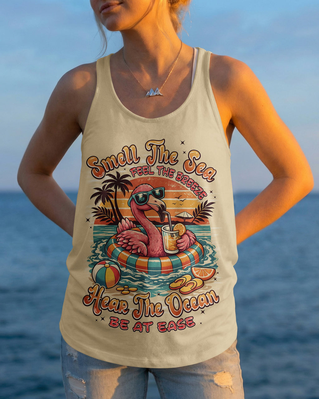 SMELL THE SEA FEEL THE BREEZE FLAMINGO ALL OVER PRINT - TYPQ1404262