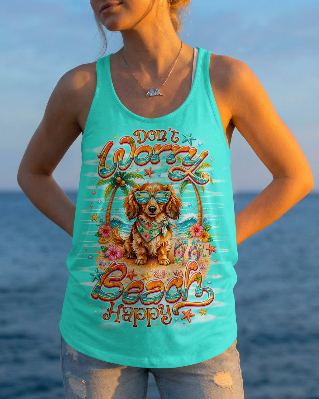 DON'T WORRY  LONG-HAIRED DACHSHUND DOG  ALL OVER PRINT - TLNO0705262