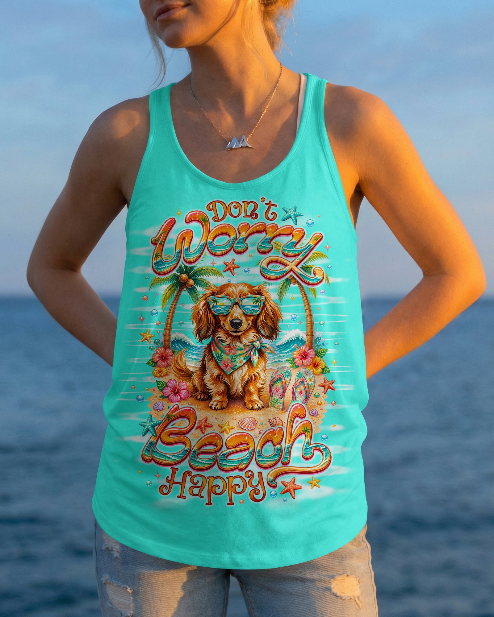 DON'T WORRY  LONG-HAIRED DACHSHUND DOG  ALL OVER PRINT - TLNO0705262