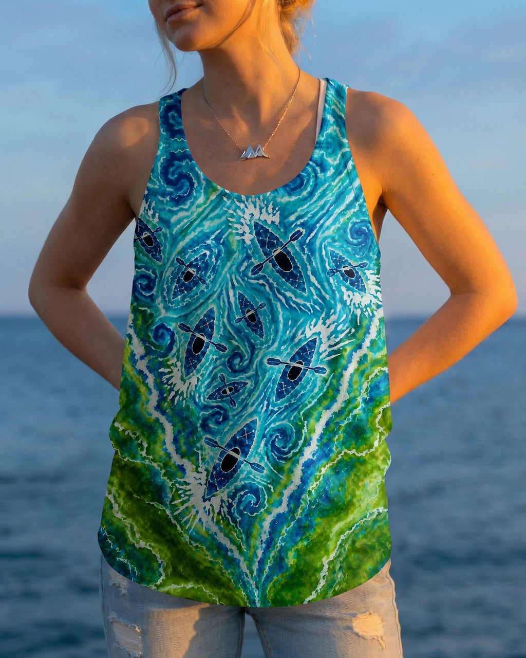LAKESIDE KAYAK WATER SWIRL ALL OVER PRINT - KMTM1107261