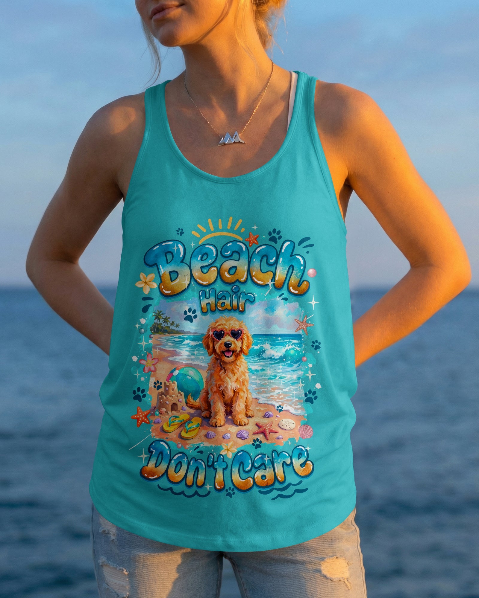 BEACH HAIR DON'T CARE GOLDEN DOODLE DOG ALL OVER PRINT - TYQY2005263