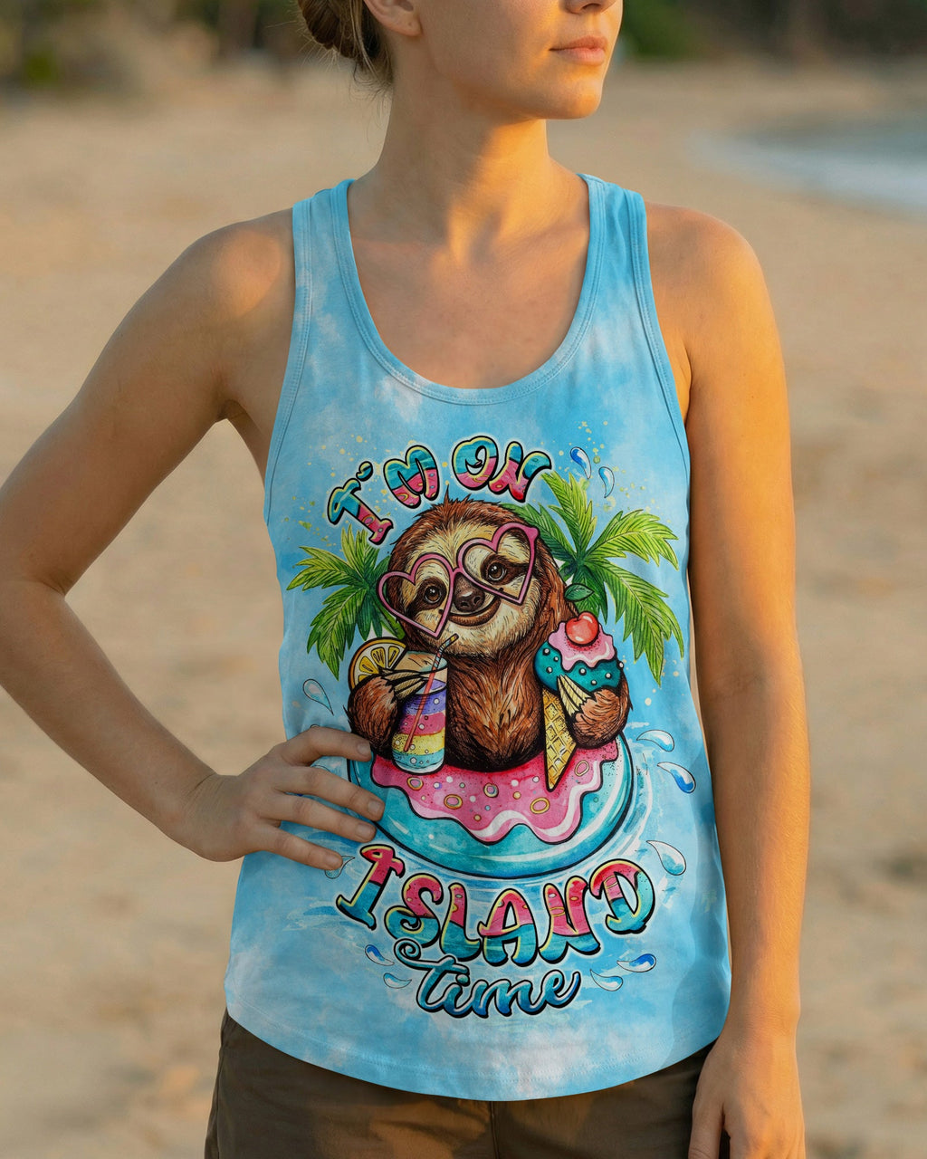 I'M ON ISLAND TIME  SLOTH ALL OVER PRINT - TLTW0804263