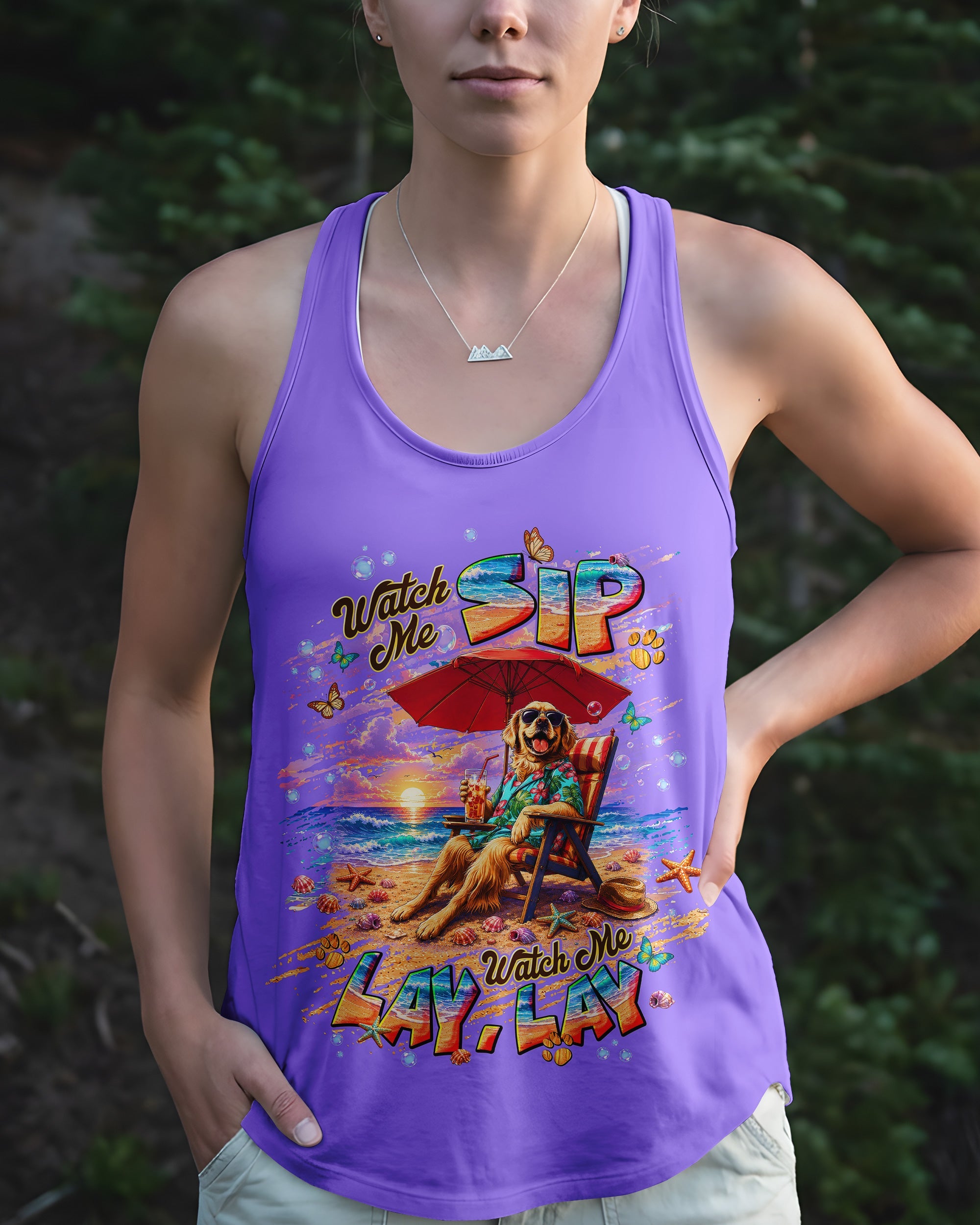 WATCH ME SIP GOLDEN RETRIEVER  DOG ALL OVER PRINT  - TLNT2605263