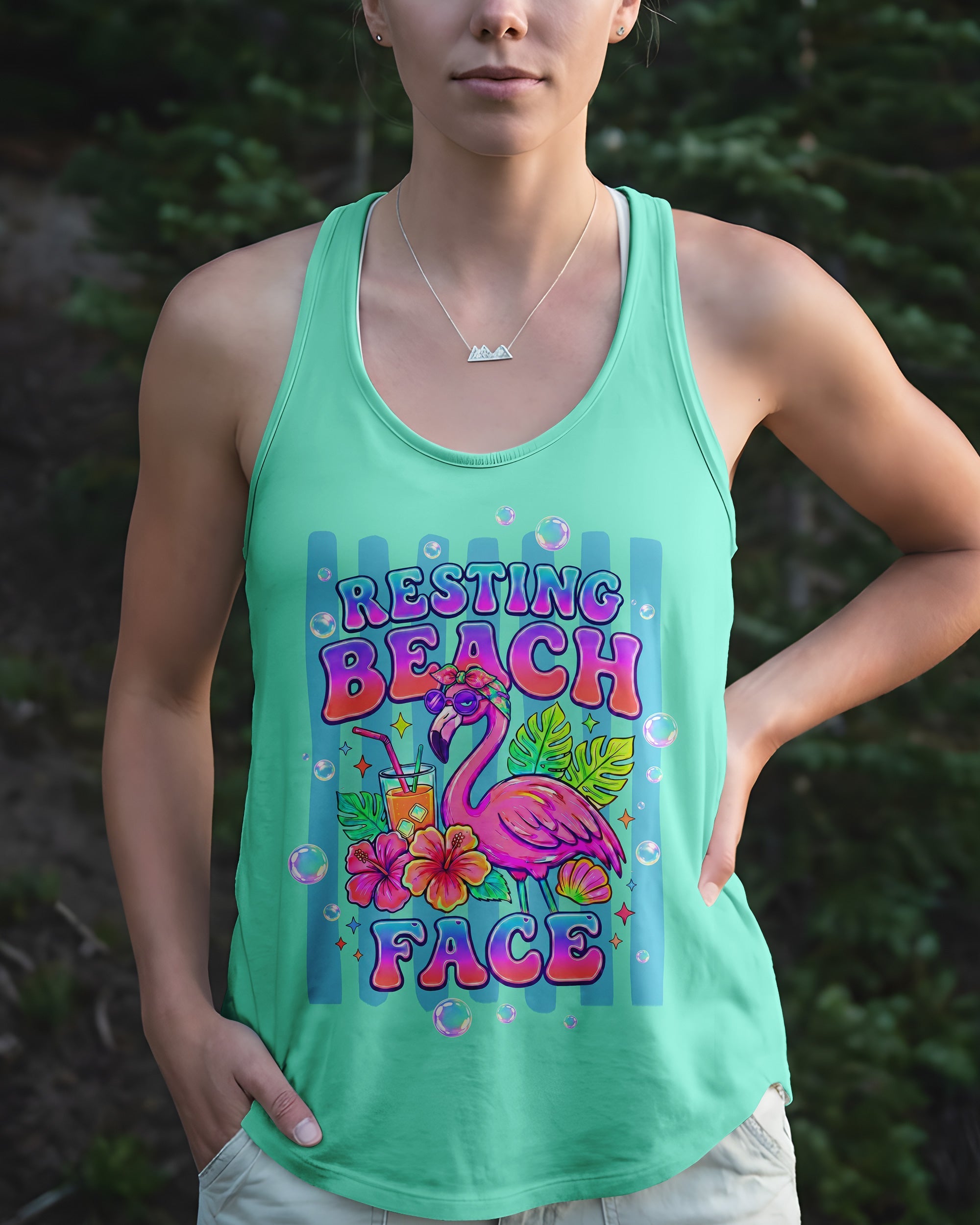 RESTING BEACH FACE FLAMINGO ALL OVER PRINT - TLTW1806264