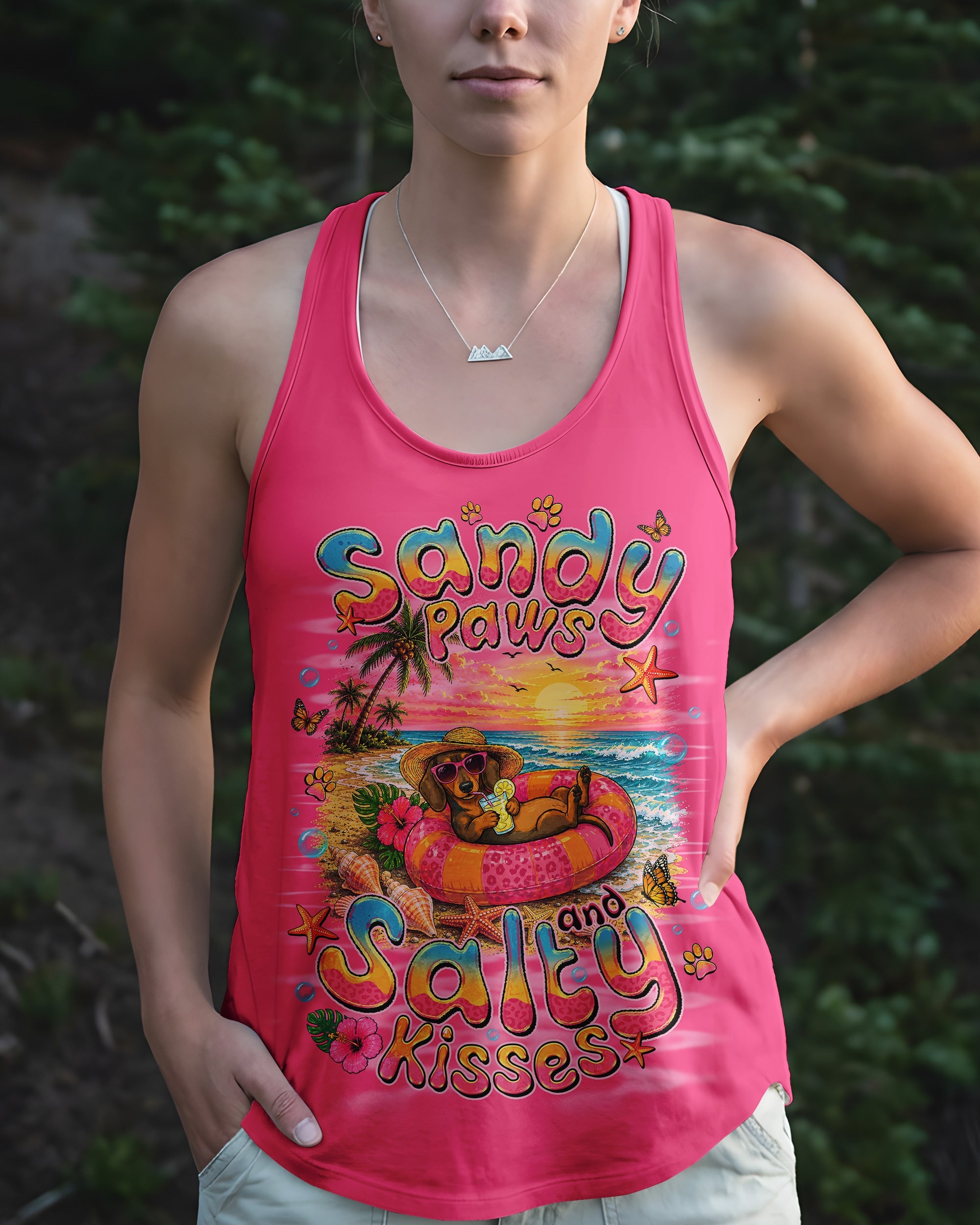 SANDY PAWS AND SALTY KISSES DACHSHUND DOG ALL OVER PRINT  - TLNO2105261