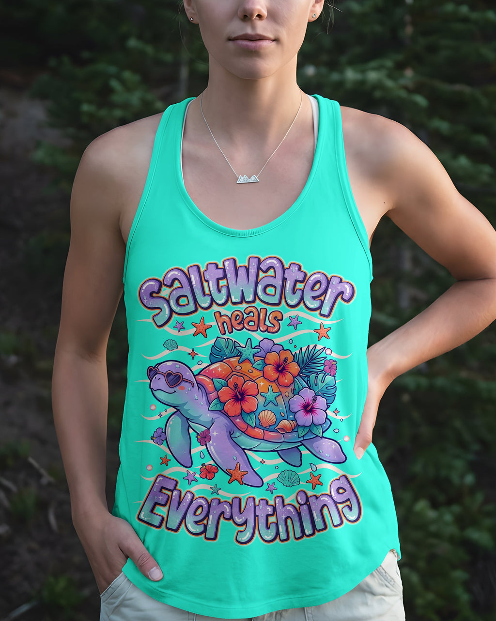 SALTWATER HEALS EVERYTHING TURTLE ALL OVER PRINT  - TLNO1507261
