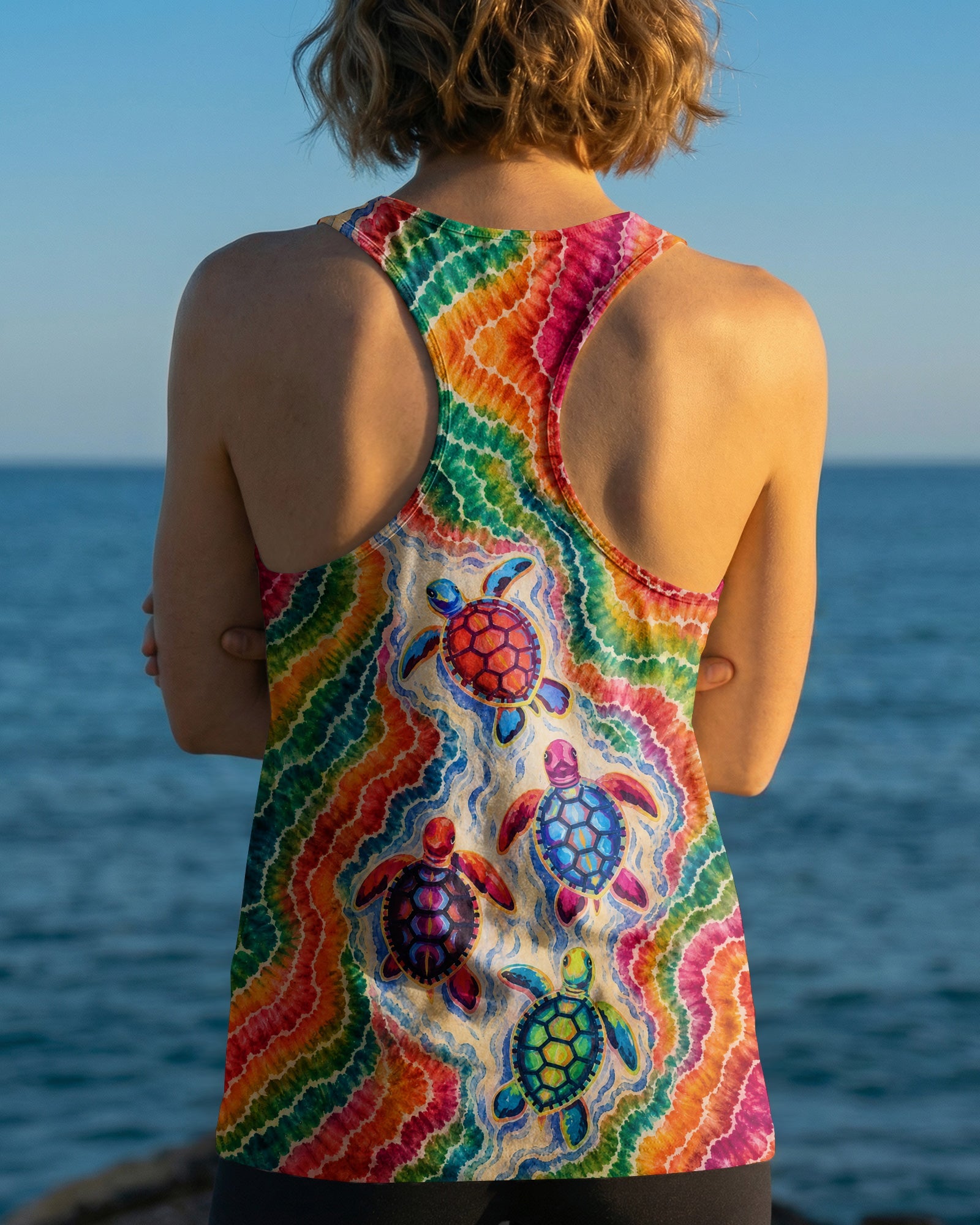 COLORFUL SEA TURTLE TIDE ALL OVER PRINT - KMTM1806261