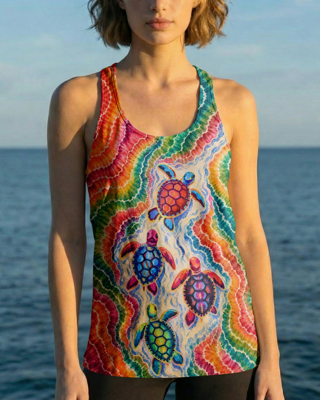 COLORFUL SEA TURTLE TIDE ALL OVER PRINT - KMTM1806261
