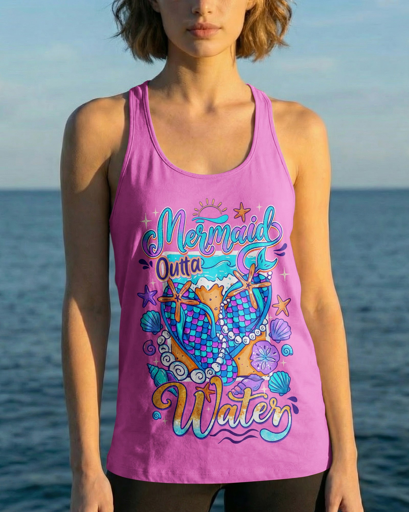 MERMAID OUTTA WATER FLIP FLOPS ALL OVER PRINT - TYQY0106262