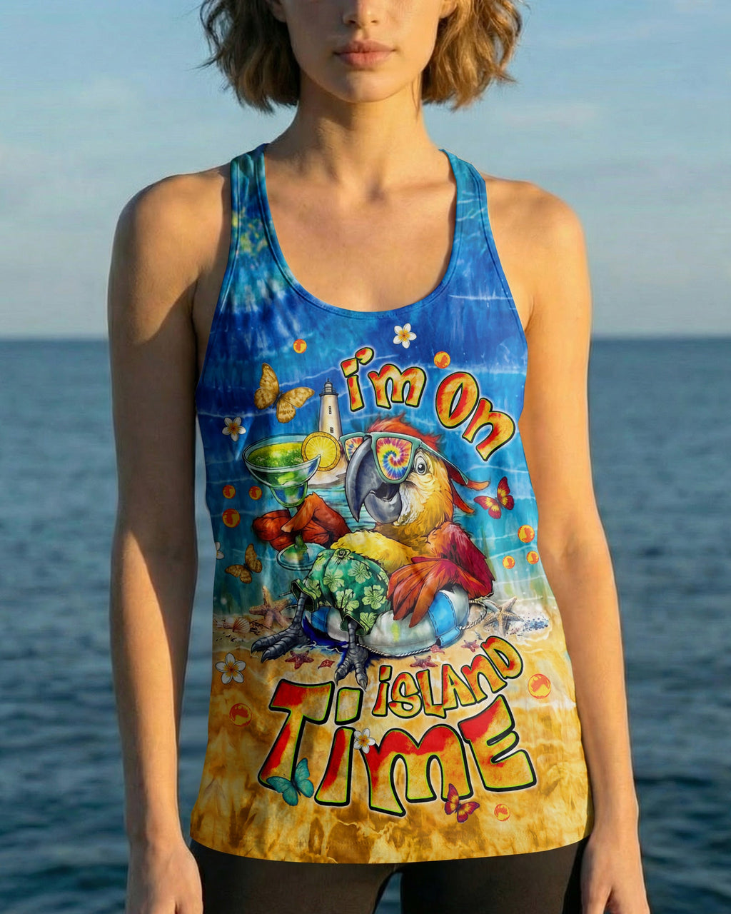 I'M ON ISLAND TIME PARROT ALL OVER PRINT - TLNT0805262