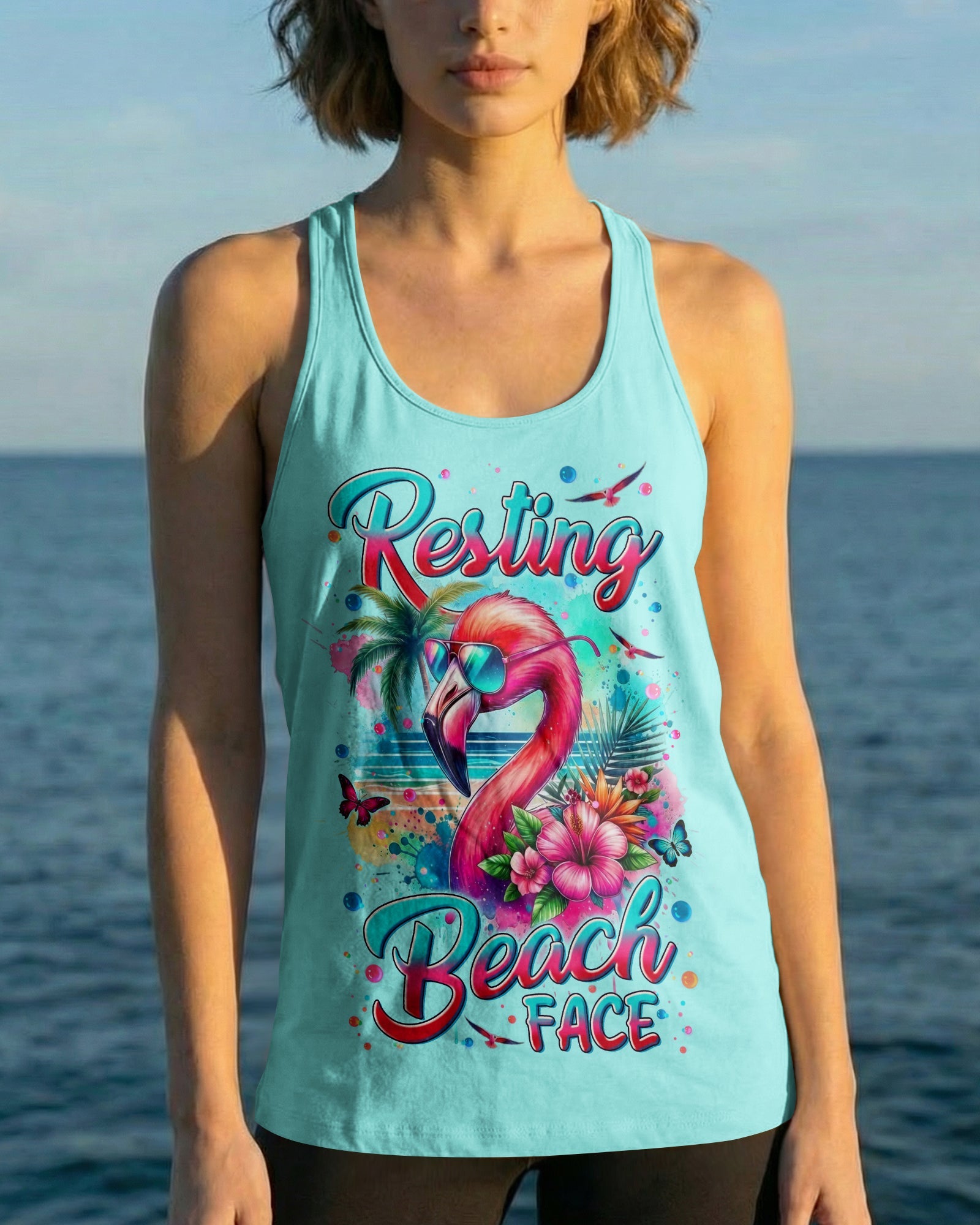 RESTING BEACH FACE FLAMINGO ALL OVER PRINT - TYLN0904262