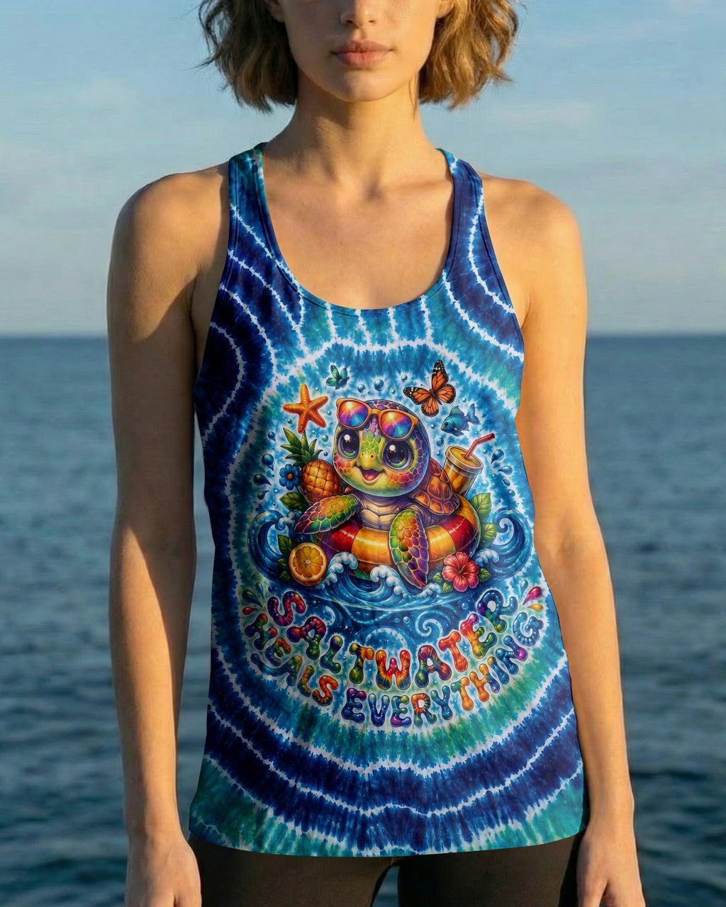 SALTWATER HEALS EVERYTHING TURTLE SWIRL ALL OVER PRINT - KMTM0605261