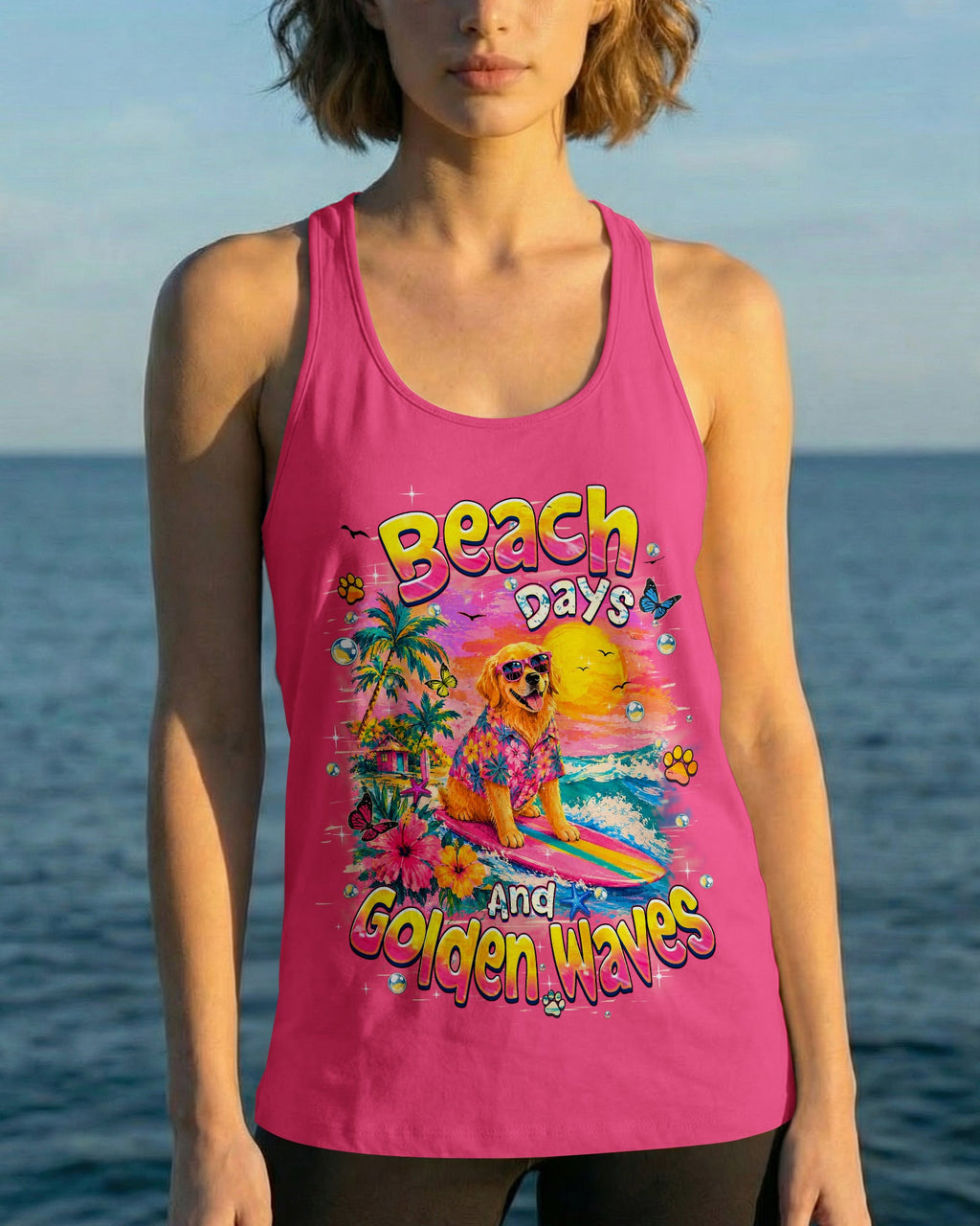 BEACH DAYS & GOLDEN WAVES GOLDEN RETRIEVER ALL OVER PRINT - TLHN2605261