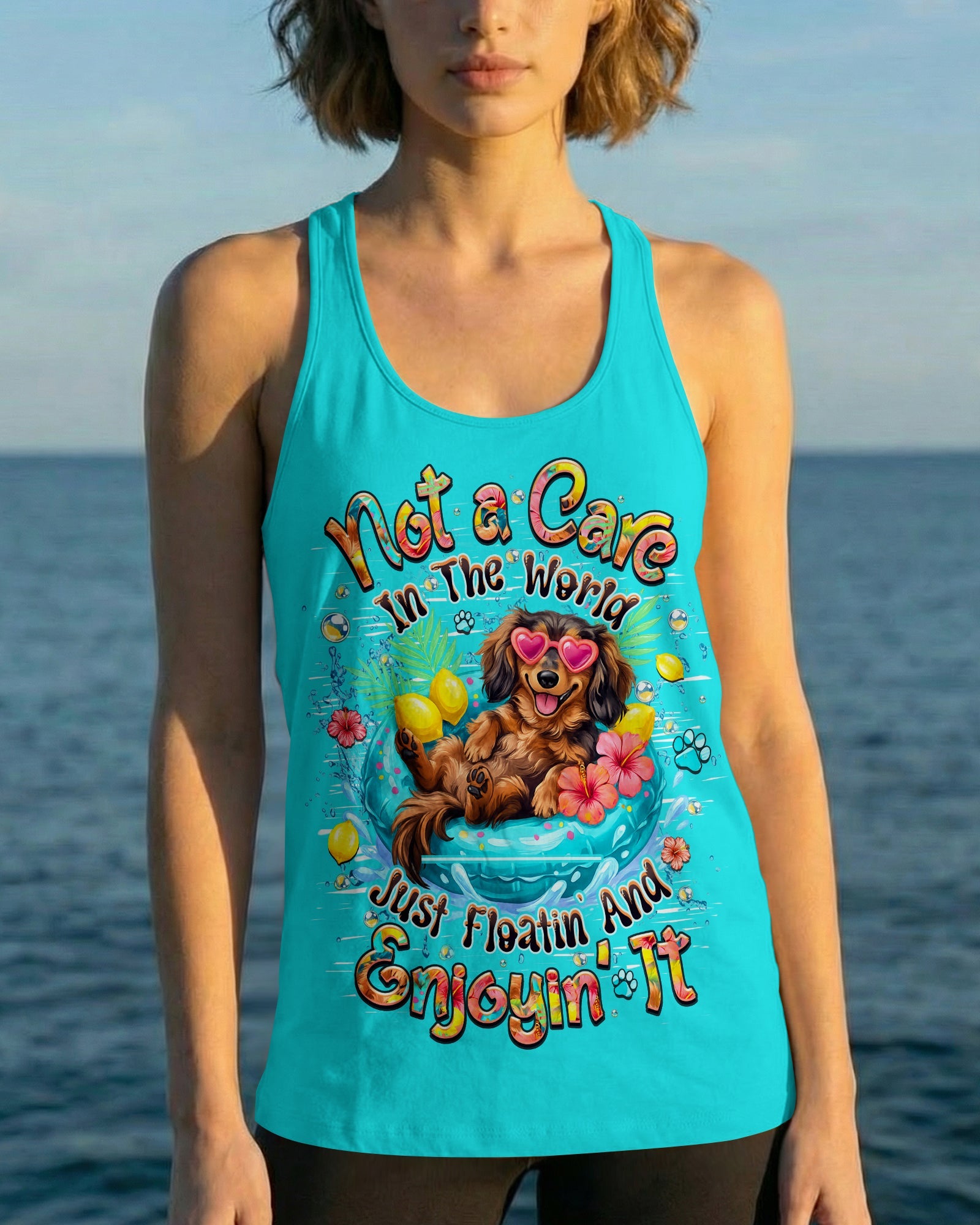 NOT A CARE IN THE WORLD DACHSHUND DOG  ALL OVER PRINT  - TLHN2105261