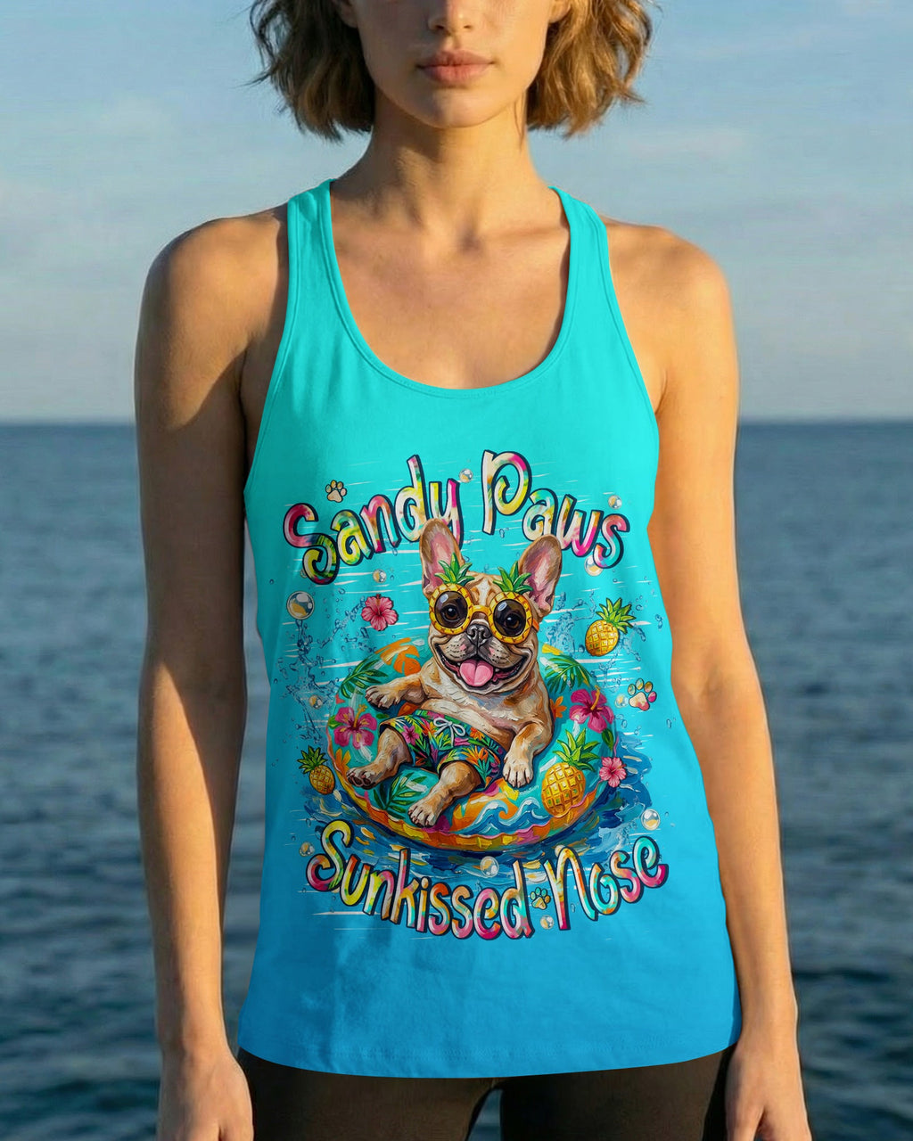 SANDY PAWS SUNKISSED NOSE FRENCH BULLDOG ALL OVER PRINT - TLHN0505261
