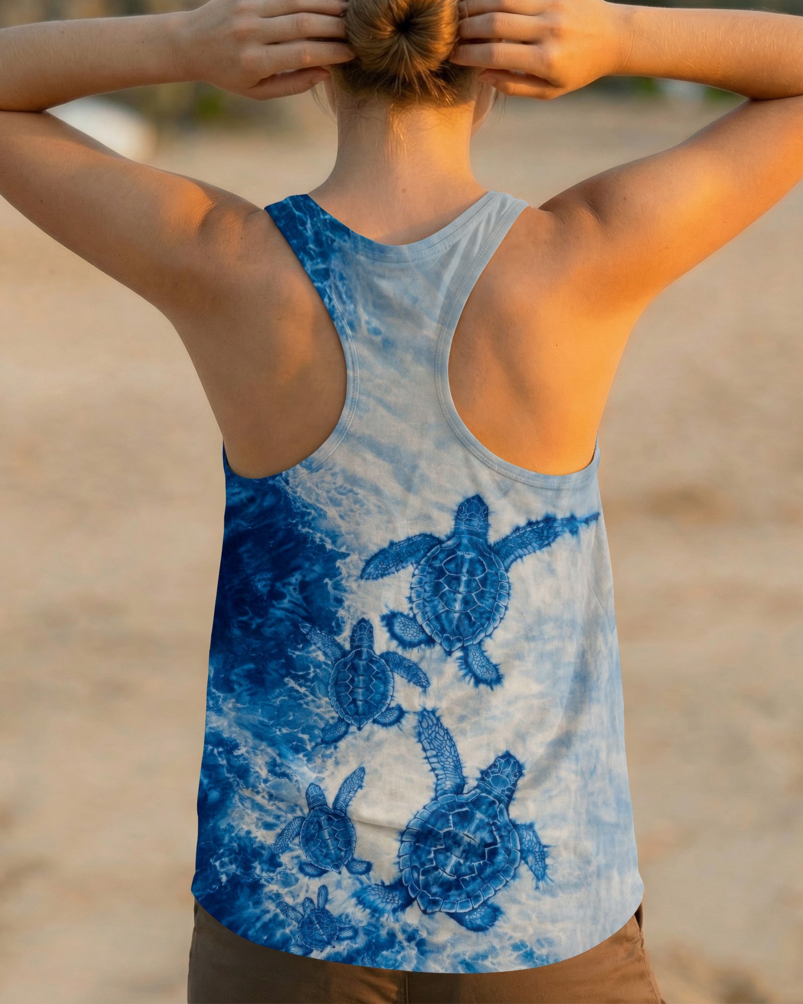 SEA TURTLE FAMILY WAVES  ALL OVER PRINT - TLTW1504263