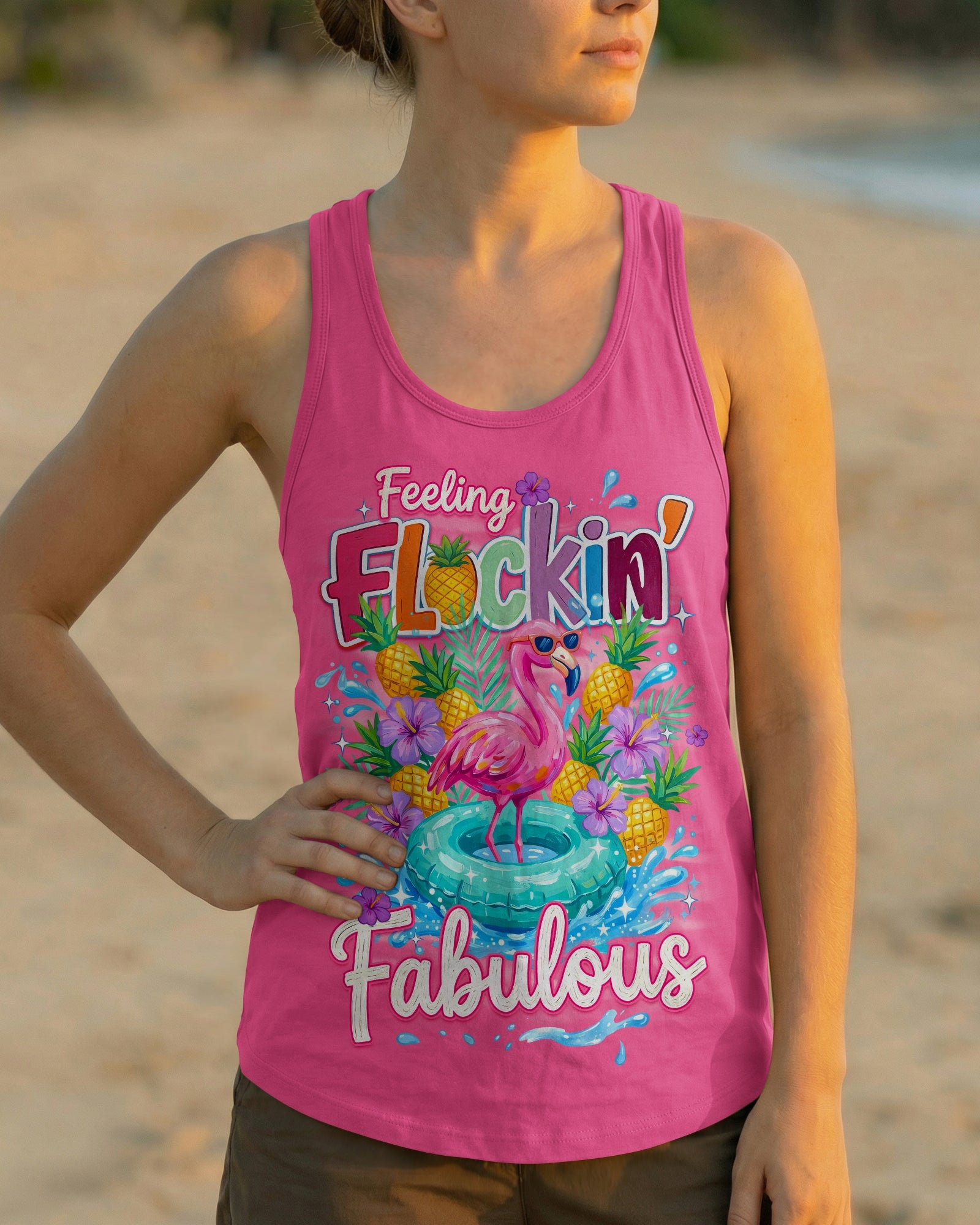 FEELING FLOCKIN' FABULOUS FLAMINGO ALL OVER PRINT - TYQY1004263