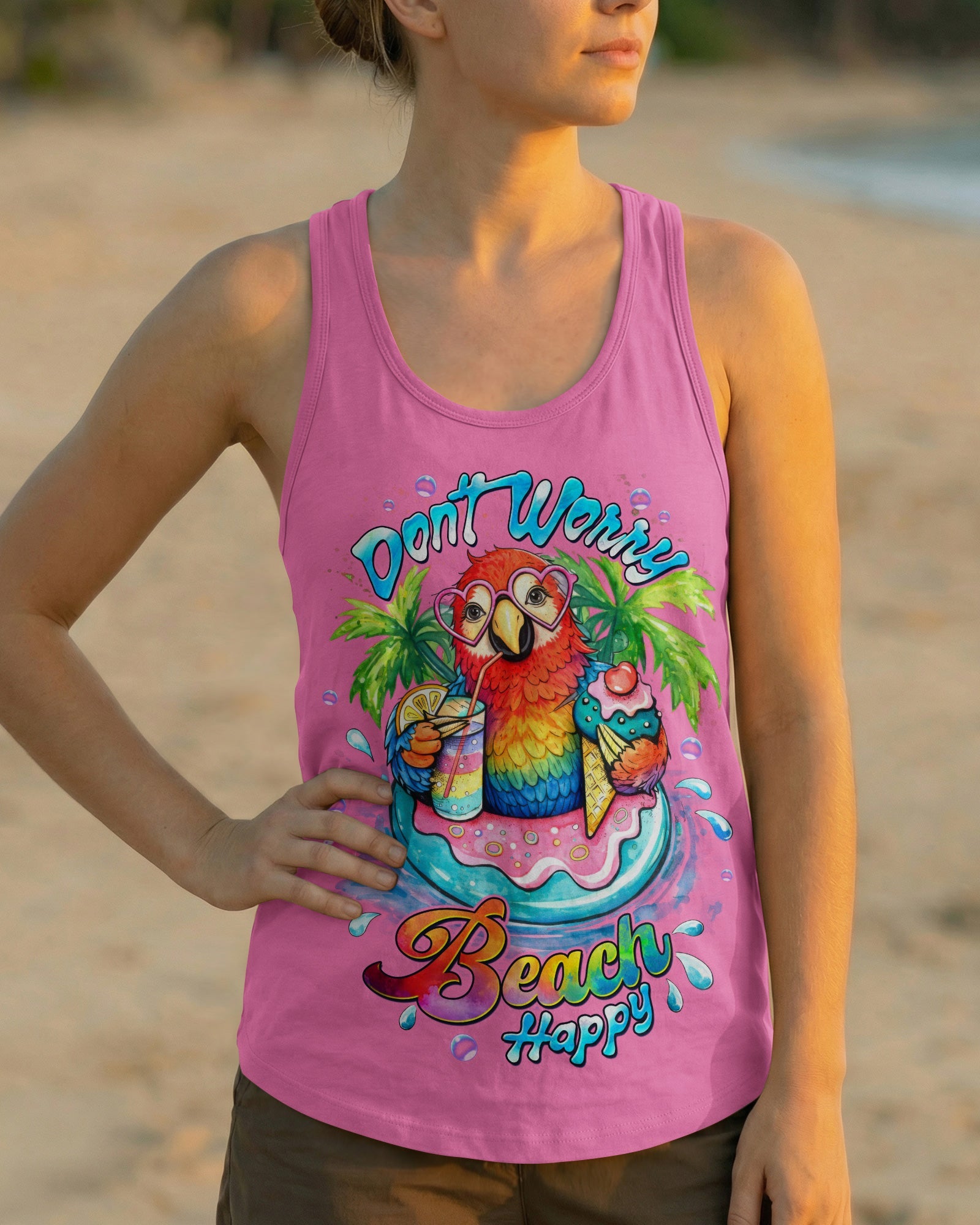 DON'T WORRY BEACH HAPPY PARROT ALL OVER PRINT - TLTW1504261