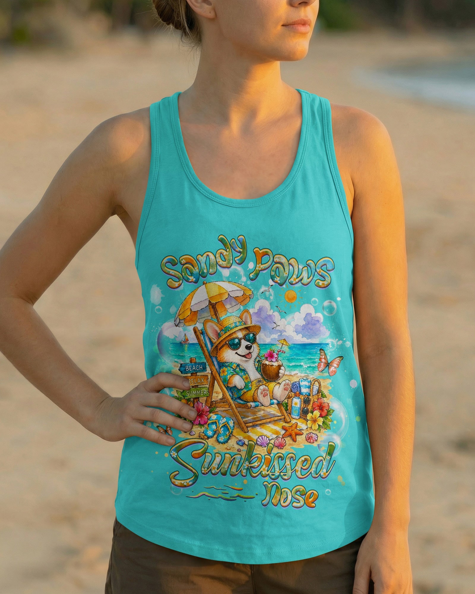 SANDY PAWS SUNKISSED NOSE CORGI DOG ALL OVER PRINT - TLHG0505261