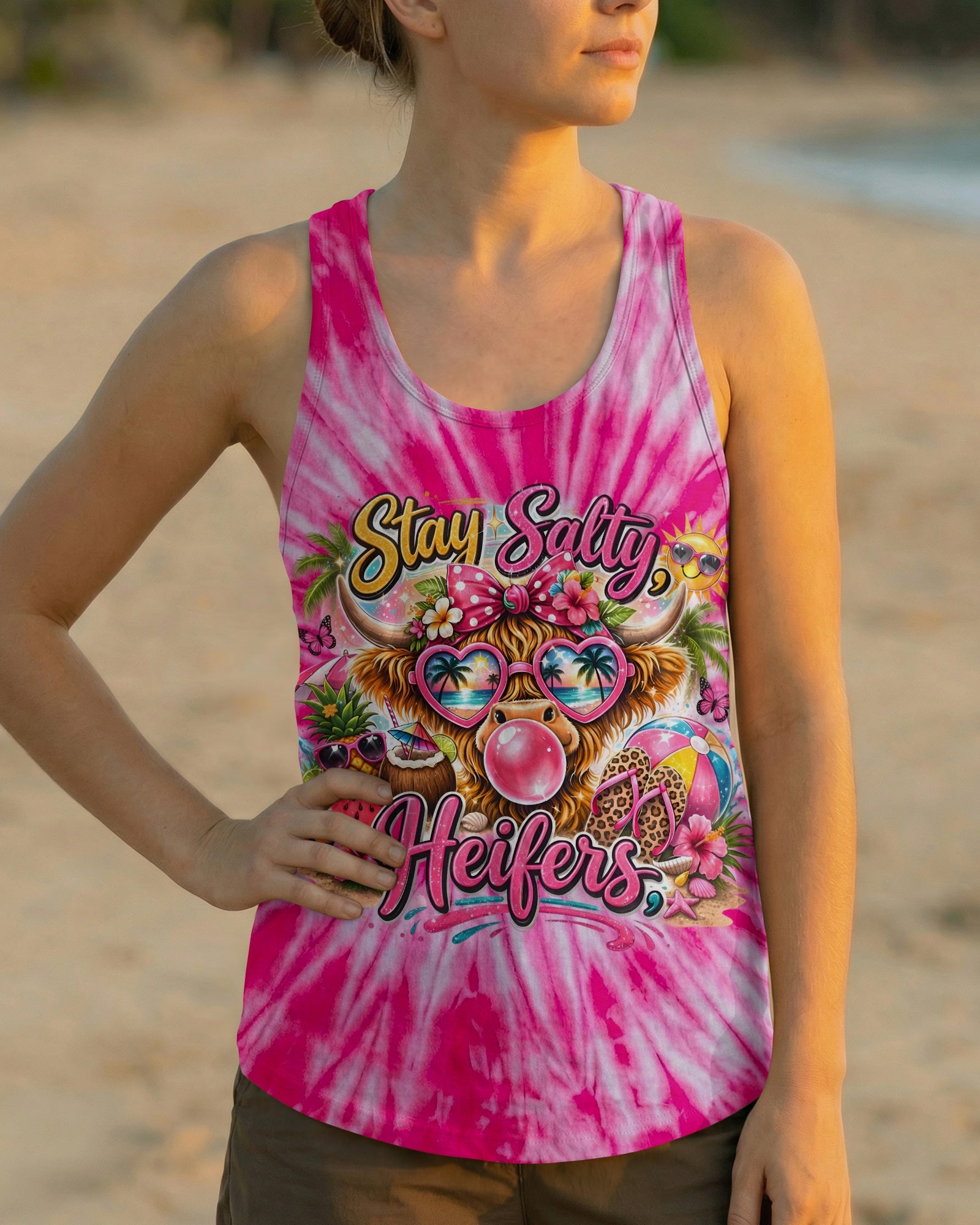 STAY SALTY HEIFERS PINK ALL OVER PRINT - TYLN2804261