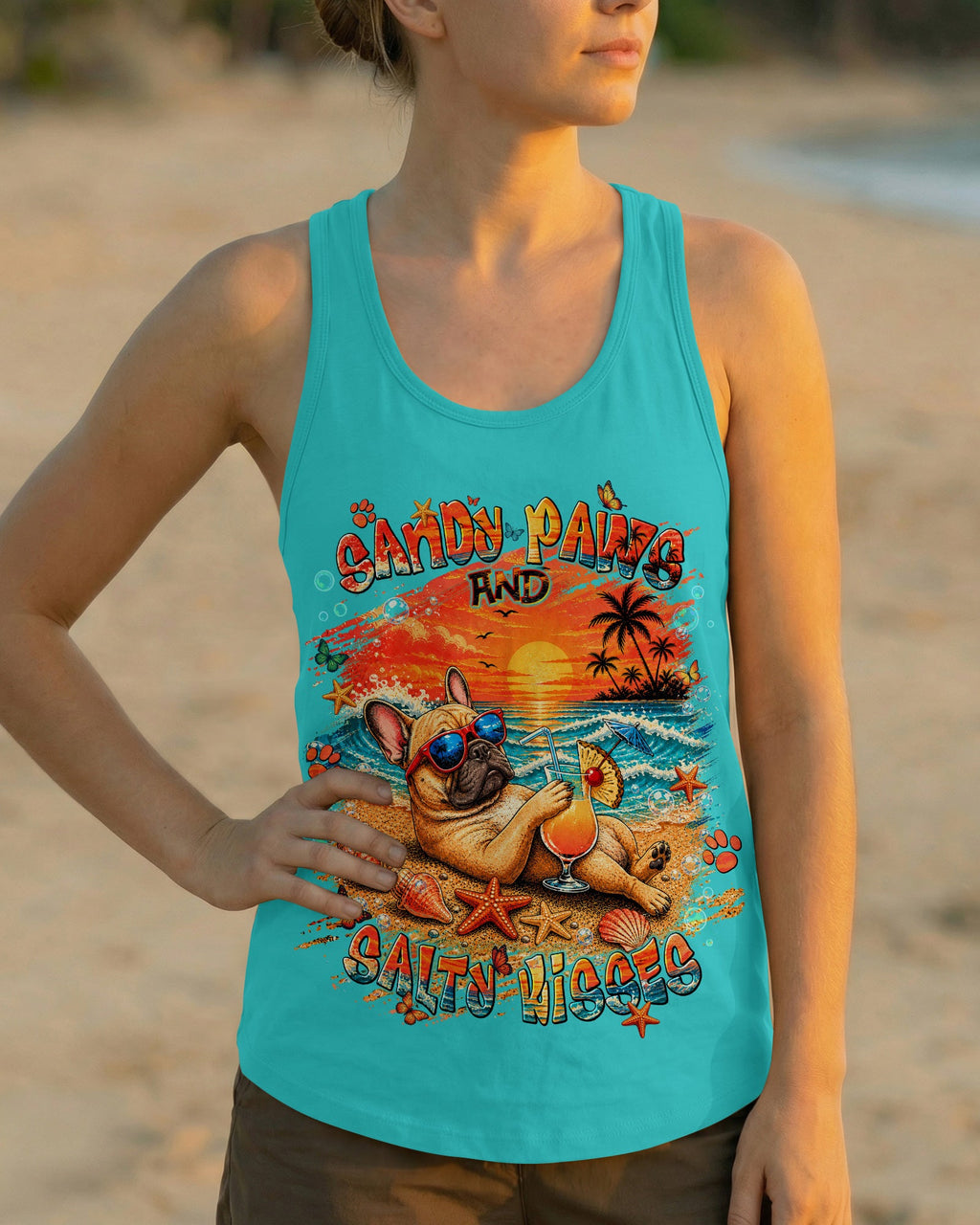 SANDY PAWS AND SALTY KISSES FRENCH BULLDOG ALL OVER PRINT - TLNT1505262