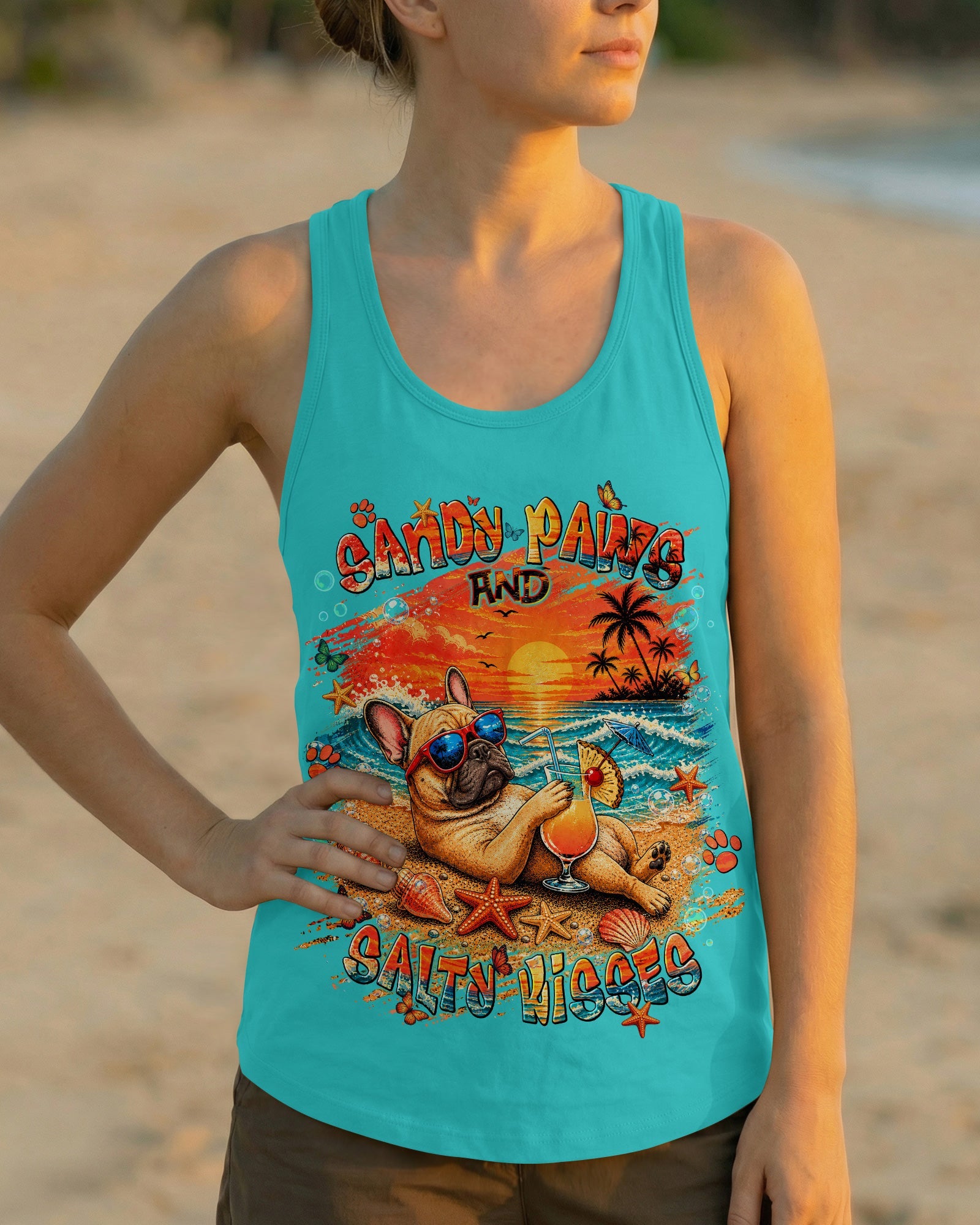SANDY PAWS AND SALTY KISSES FRENCH BULLDOG ALL OVER PRINT - TLNT1505262