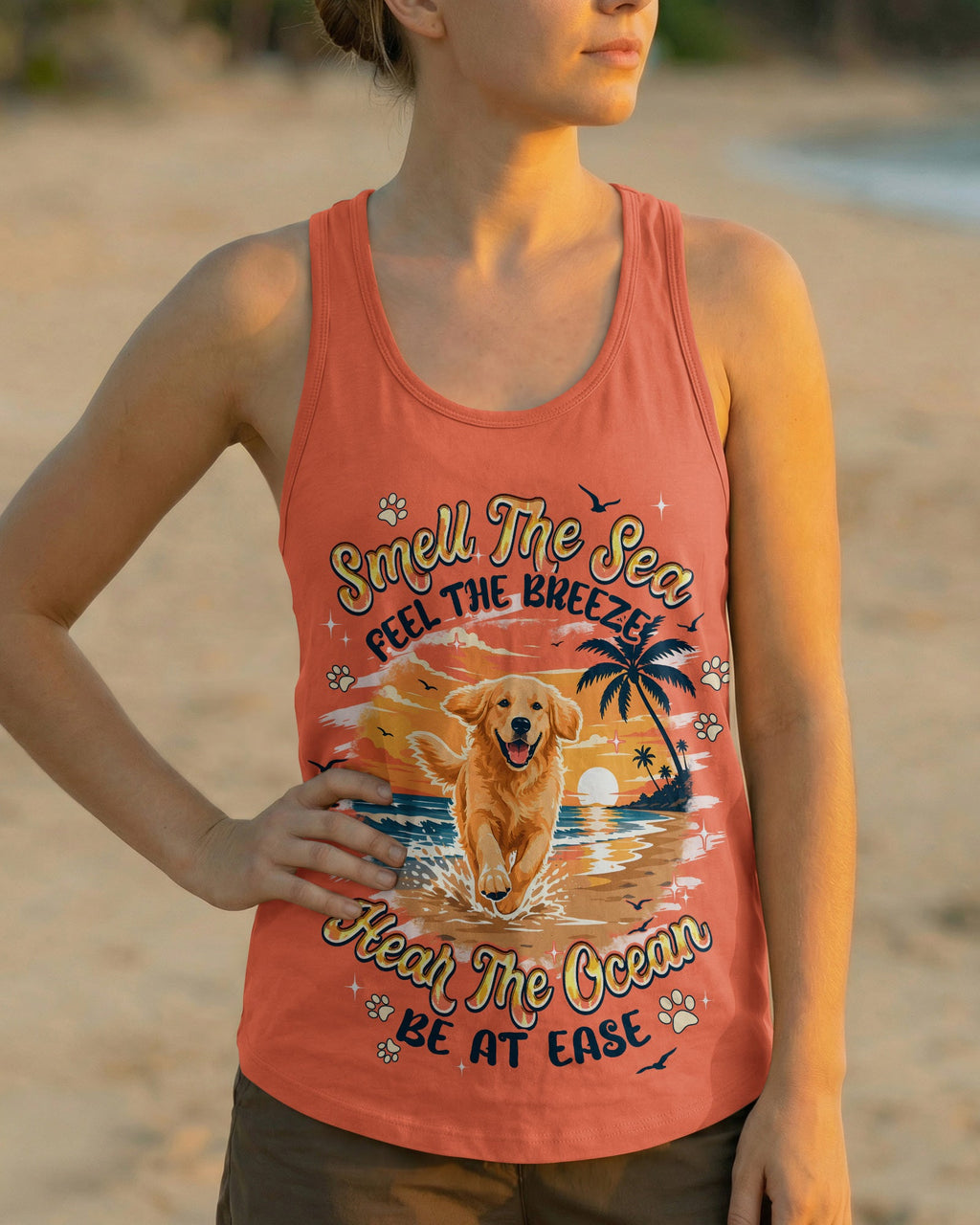 SMELL THE SEA GOLDEN RETRIEVER BEACH DOG ALL OVER PRINT - TYPQ1806261