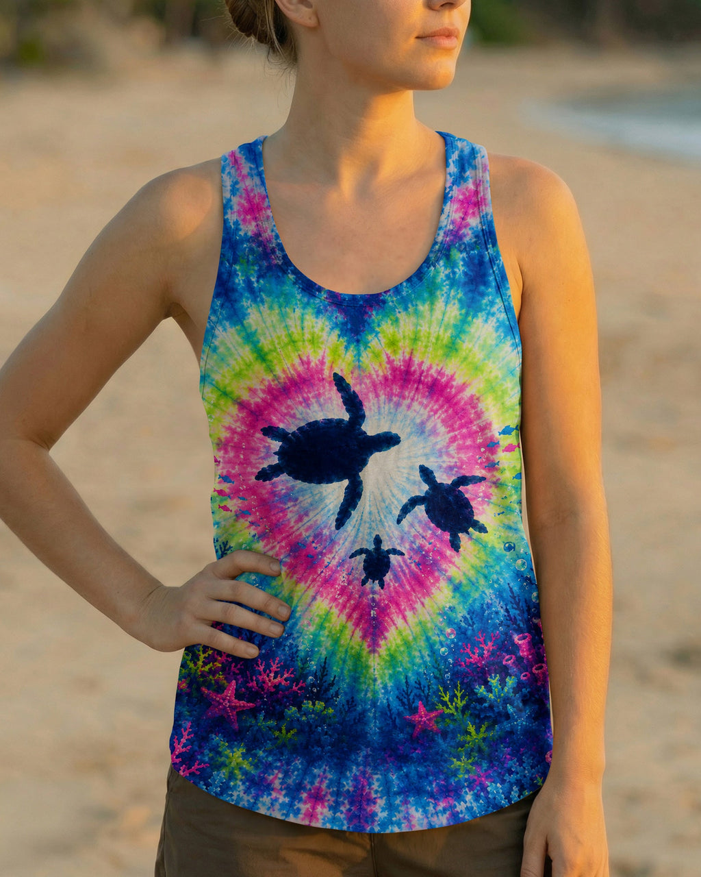 UNDERWATER TURTLES FAMILY HEART BURST ALL OVER PRINT  - TLNT2506261